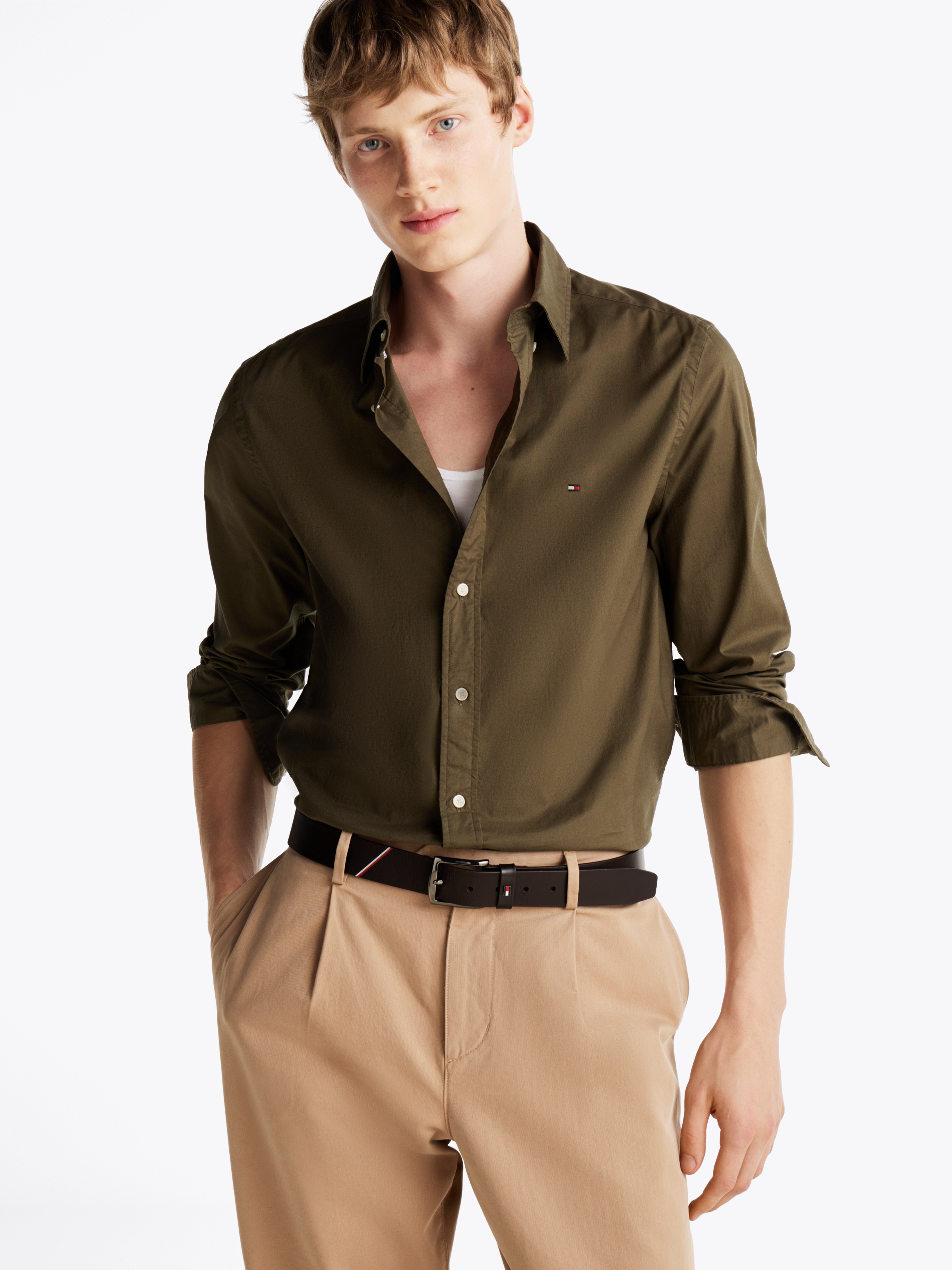 Tommy Hilfiger Businesshemd "FLEX POPLIN SOLID RF SHIRT mit Button-down und günstig online kaufen