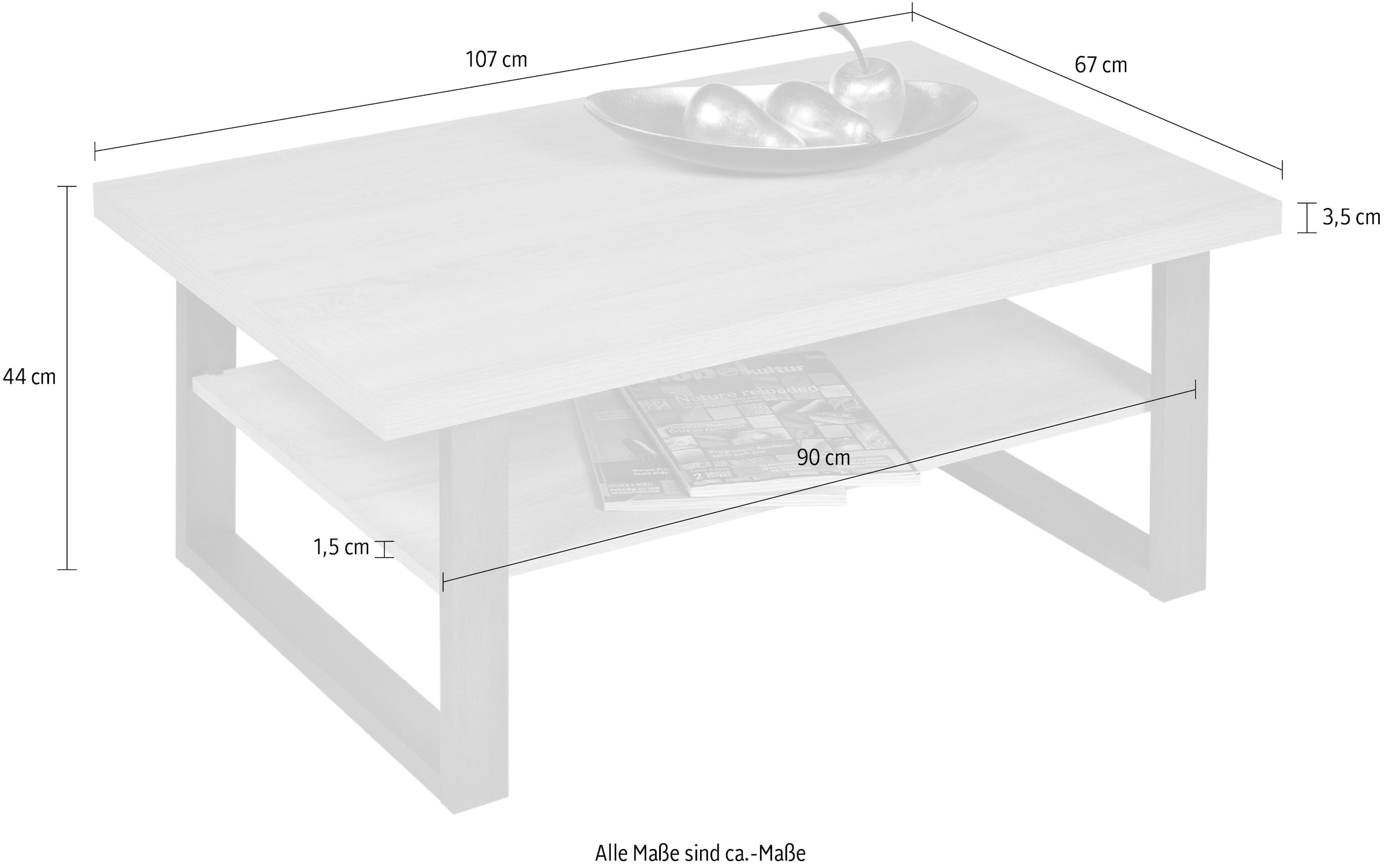 PRO Line Couchtisch, aus Holz, mit Kufengestell, Platte und Ablageboden Sonoma  Eiche kaufen | BAUR