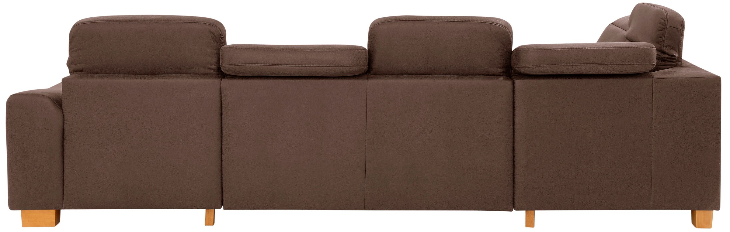 Wohnlandschaft HOME AFFAIRE "Dundee U-Form", braun (schokobraun), B:338cm H:86cm T:219cm, Luxus-Microfaser Lederoptik (100% Polyester), Sofas, Wohnlandschaft, wahlweise mit Kopfteilverstellung und zusätzlich mit Bettfunktion 3