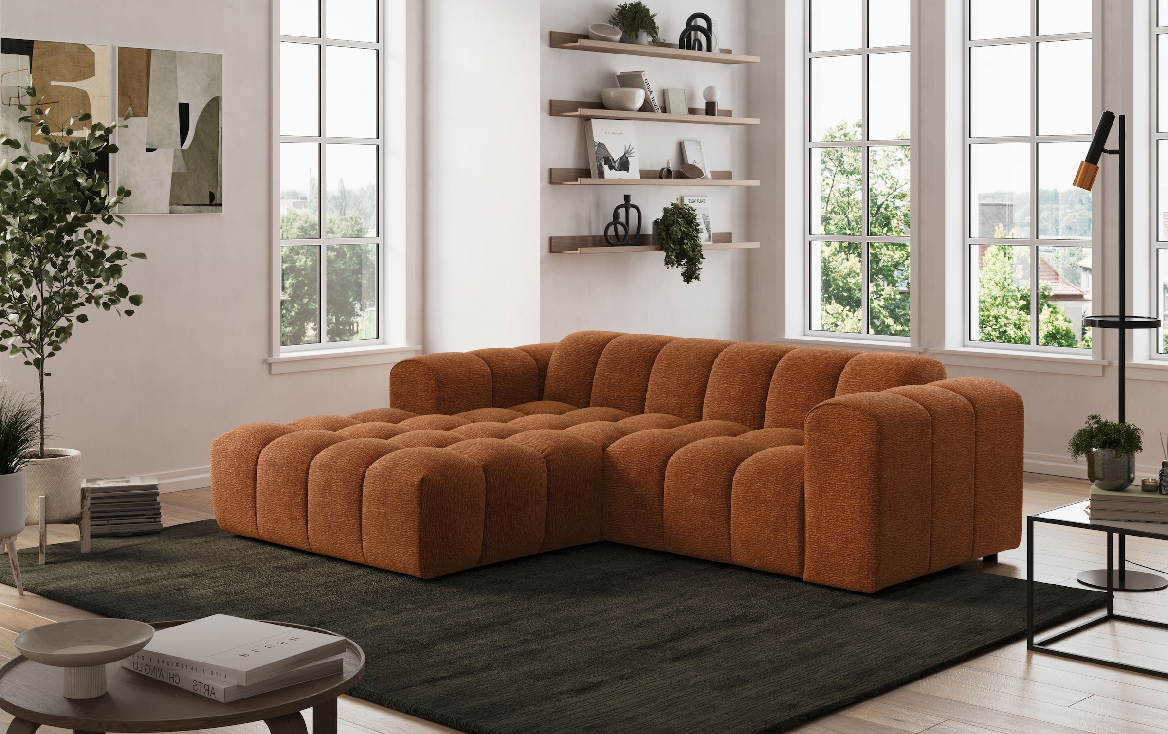 COTTA Ecksofa "Rocco L-Form, B: 248 cm, modernes Bubble-Sofa, großzügiger Sitzkomfort" Wohnlandschaft-Charakter, frei stellbar, modernes Design