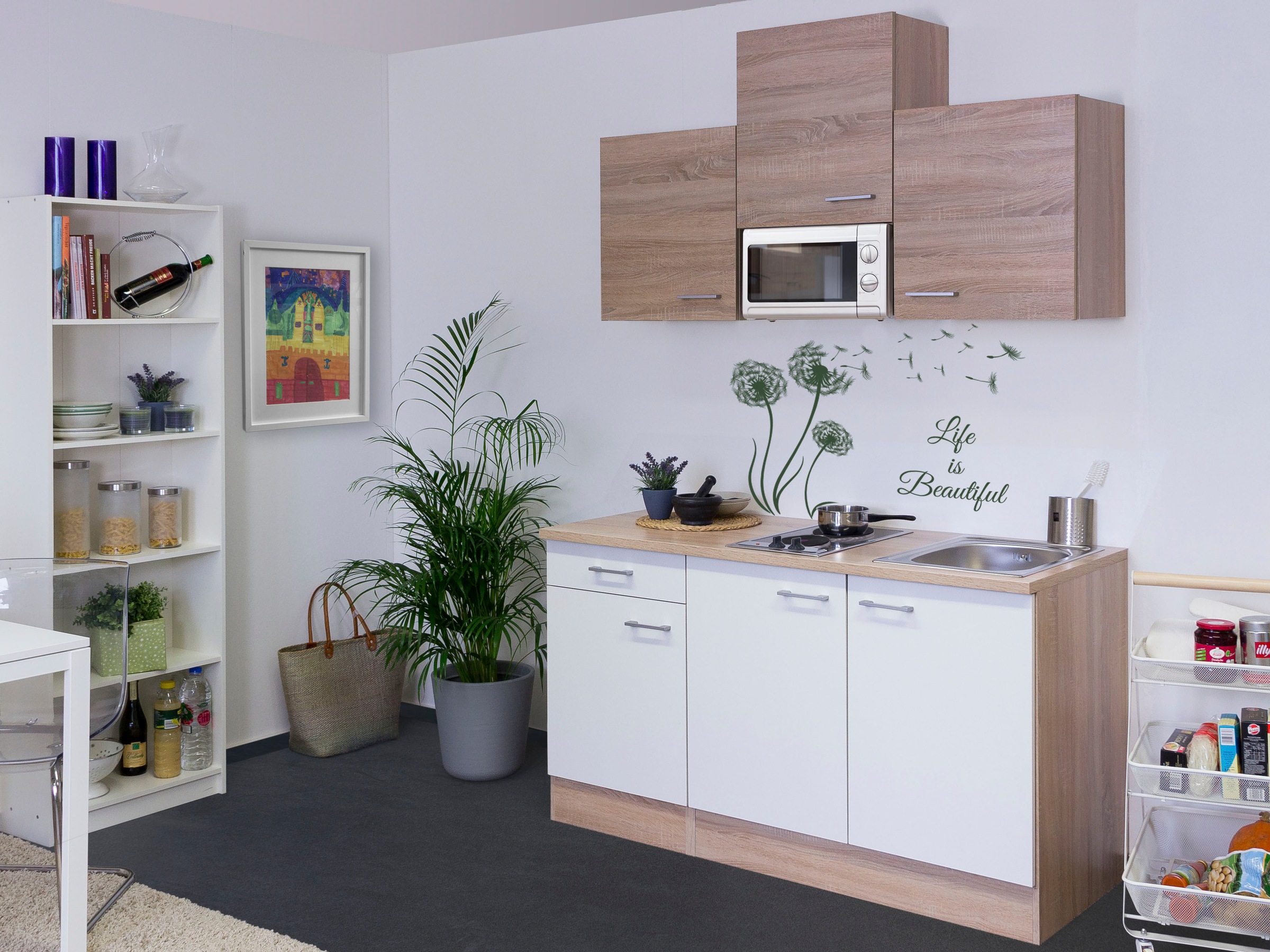 Flex-Well Küchenzeile "Samoa" Gesamtbreite 150cm, mit Mikrowelle und Kochfe günstig online kaufen