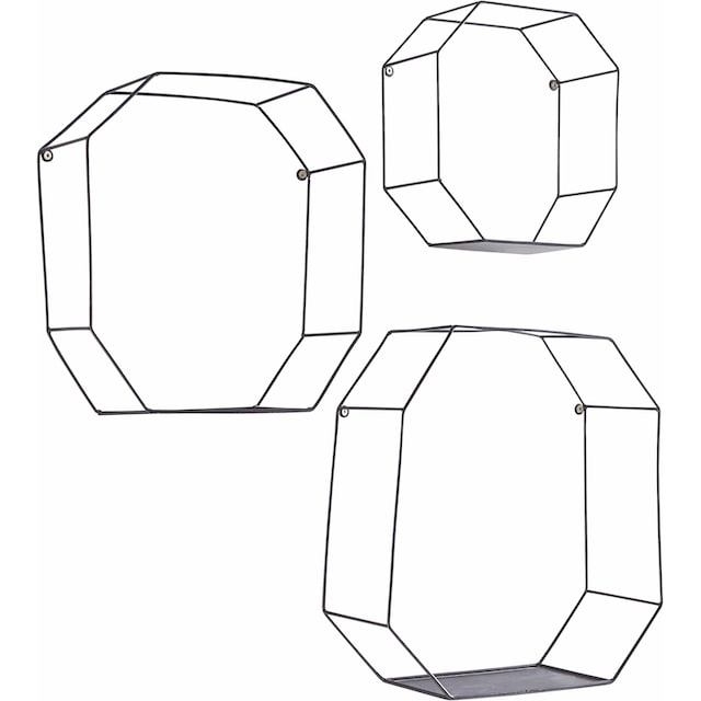 Creativ home Deko-Wandregal, (Set, 3 St.), Dekoregal, Wanddeko, bestehend  aus achteckigen Elementen bestellen | BAUR