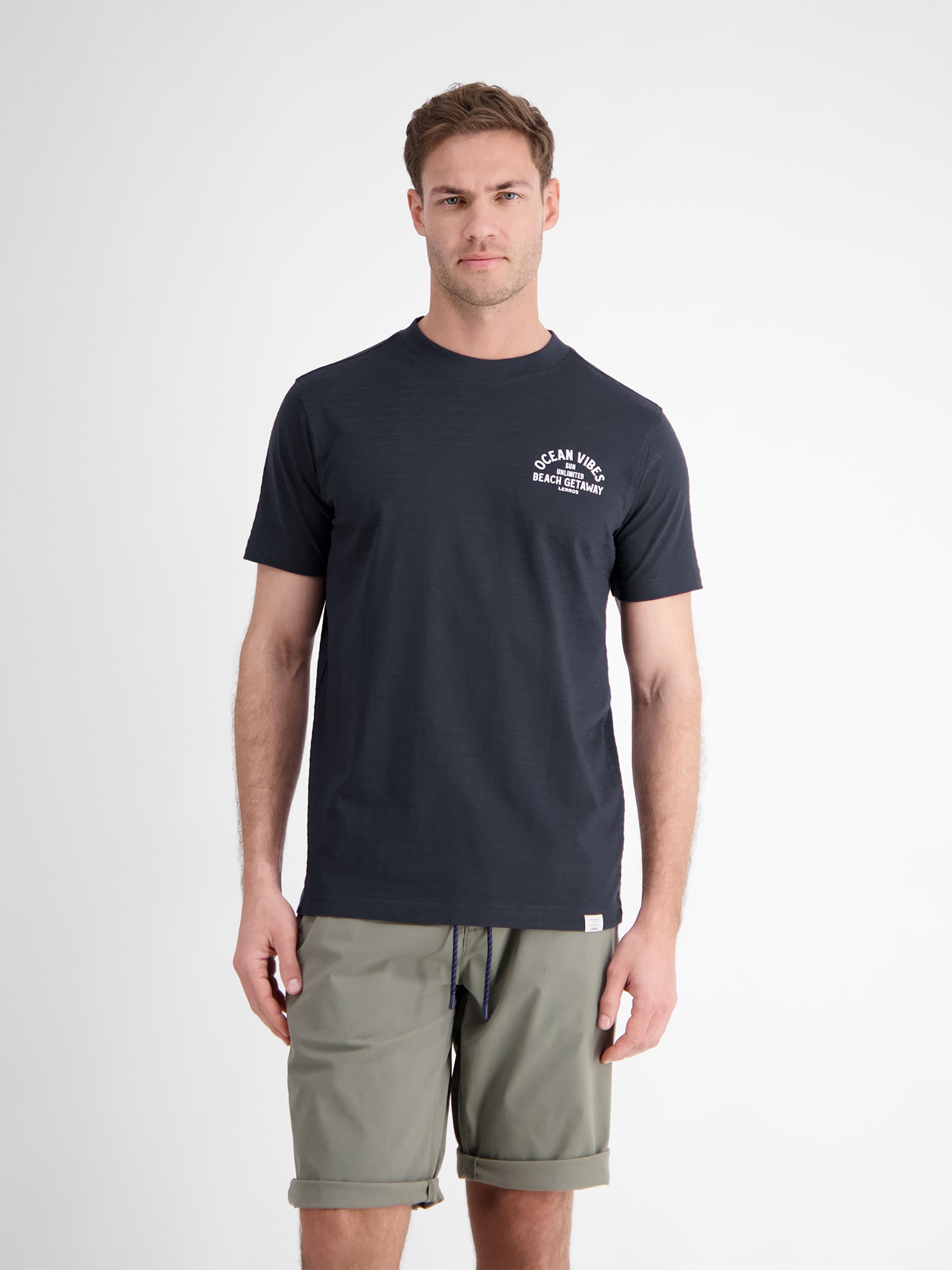 LERROS T-Shirt "Gestreiftes T-Shirt mit Front und Backprint" günstig online kaufen