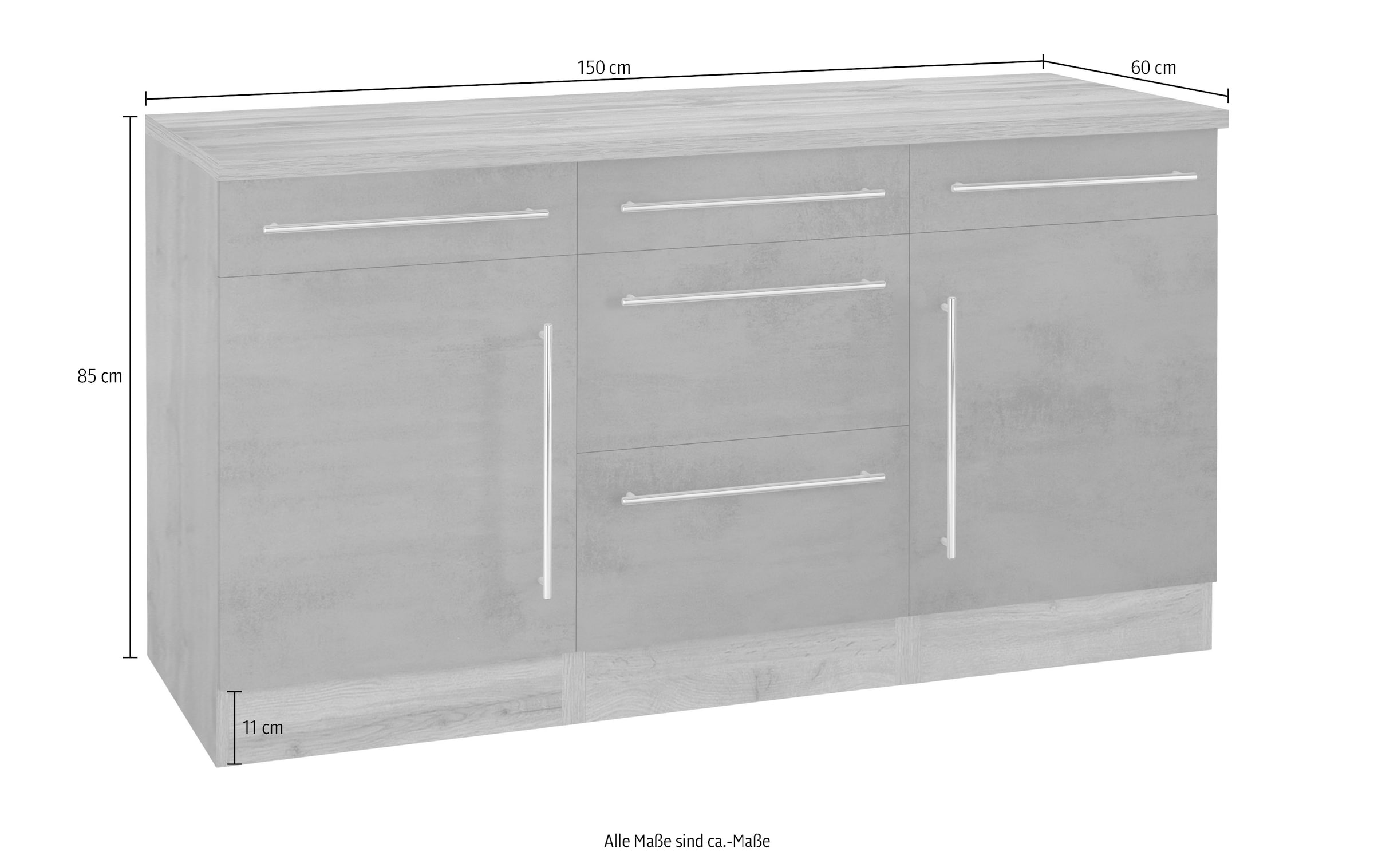 KOCHSTATION Unterschrank »KS-Samos«, Breite 150 cm