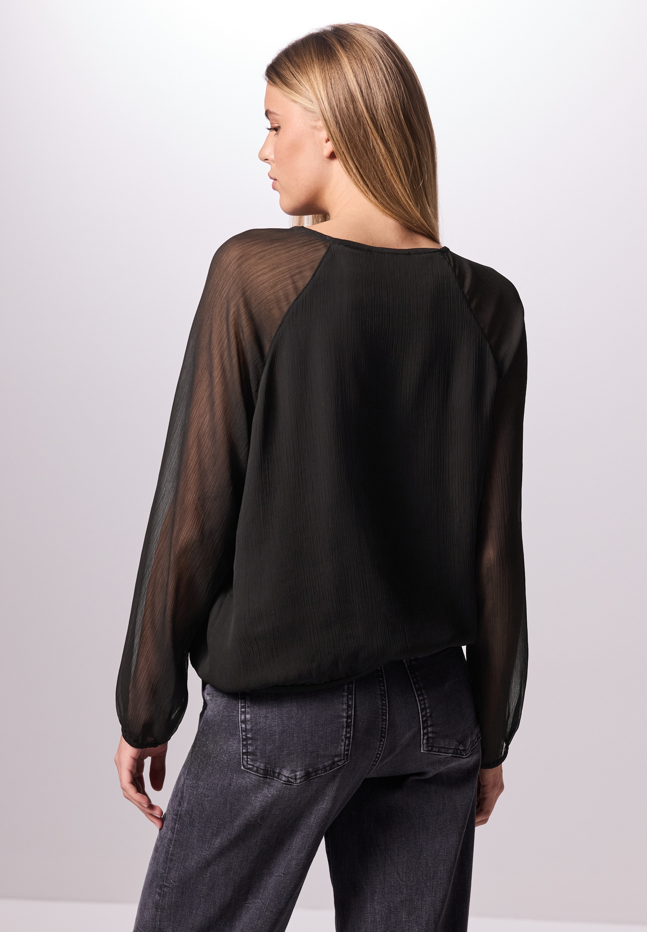 STREET ONE STUDIO Chiffonbluse, mit transparenten Ärmeln
