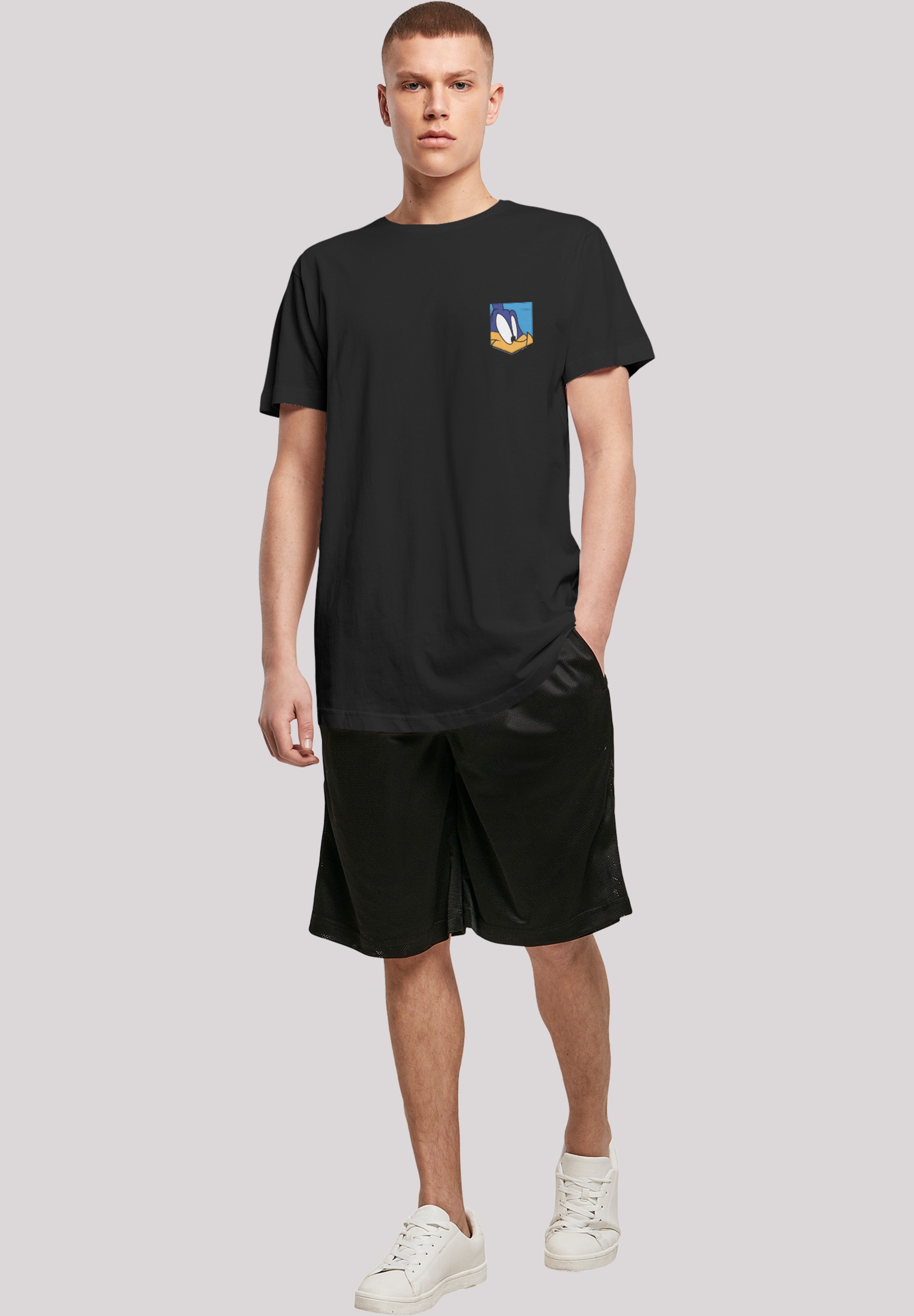 F4NT4STIC T-Shirt »Looney Tunes Road Runner Face Faux Pocket«, Print