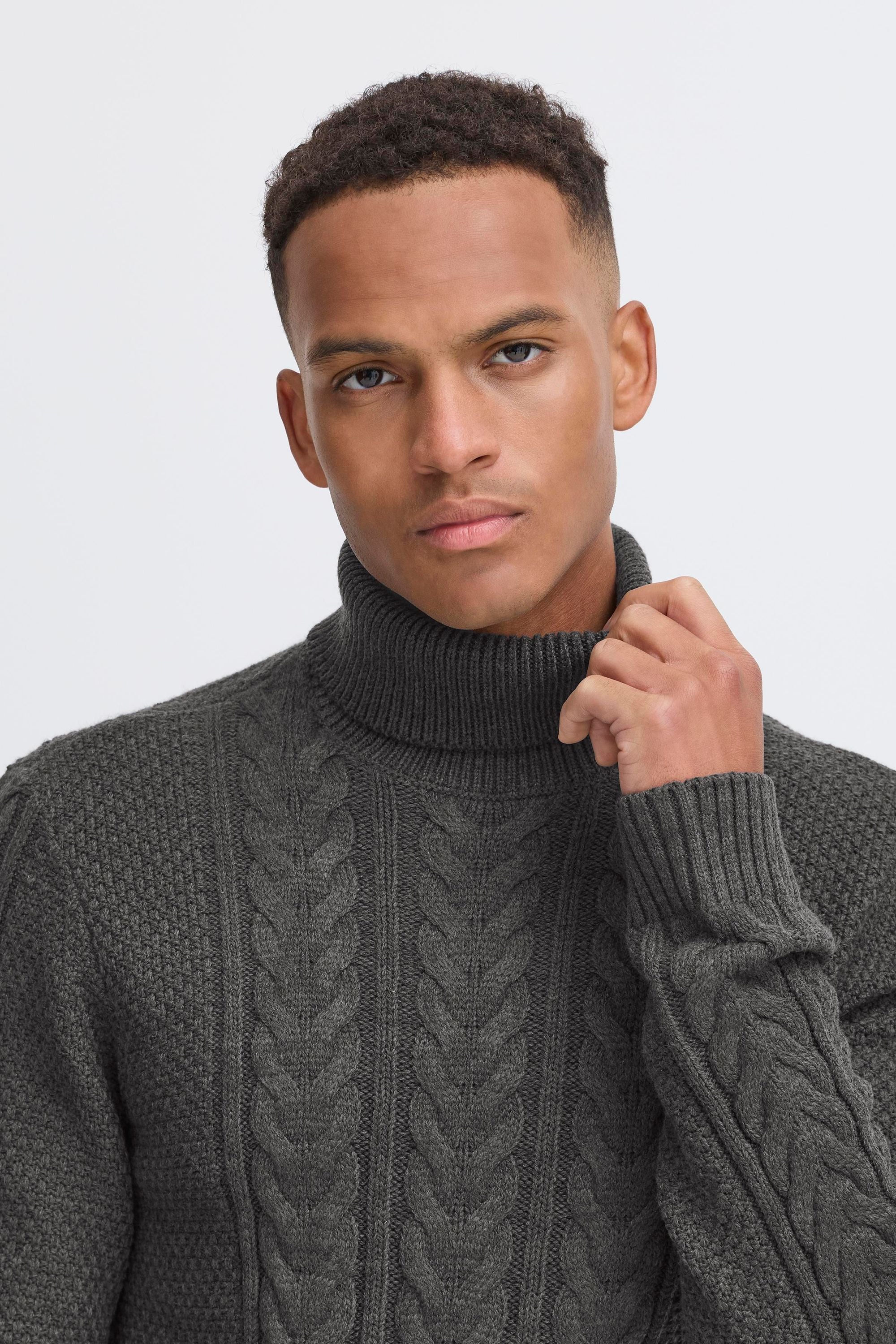 Blend Rollkragenpullover »BHBasim« Stilvoller Strickpullover mit Rollkragen und Zopfmuster