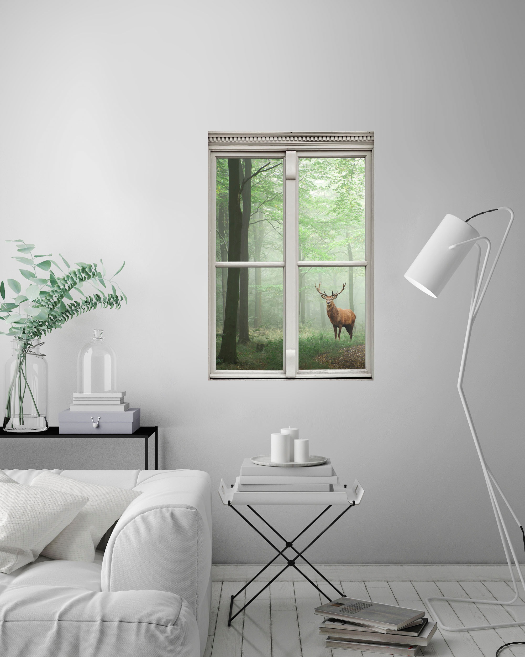Thumbnail - queence Wandsticker "Hirsch" Wandsticker, Wandbild, selbstklebend, 3D, Fenster