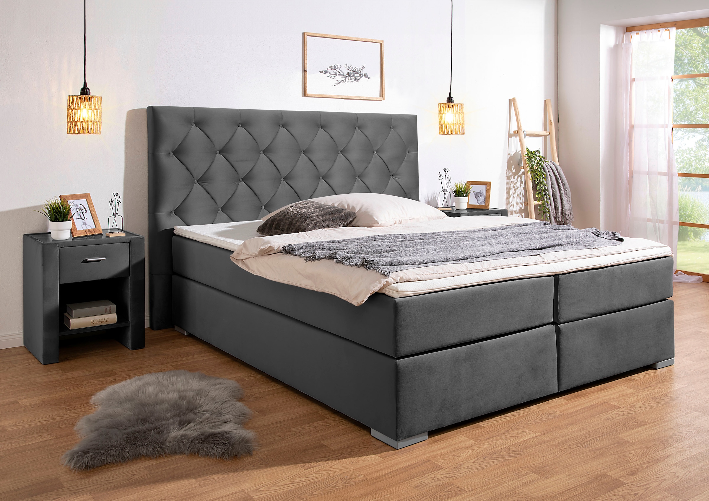 Home affaire Boxspringbett ""Chalon"", inkl. Topper, Matratze in H2, H3 ode günstig online kaufen