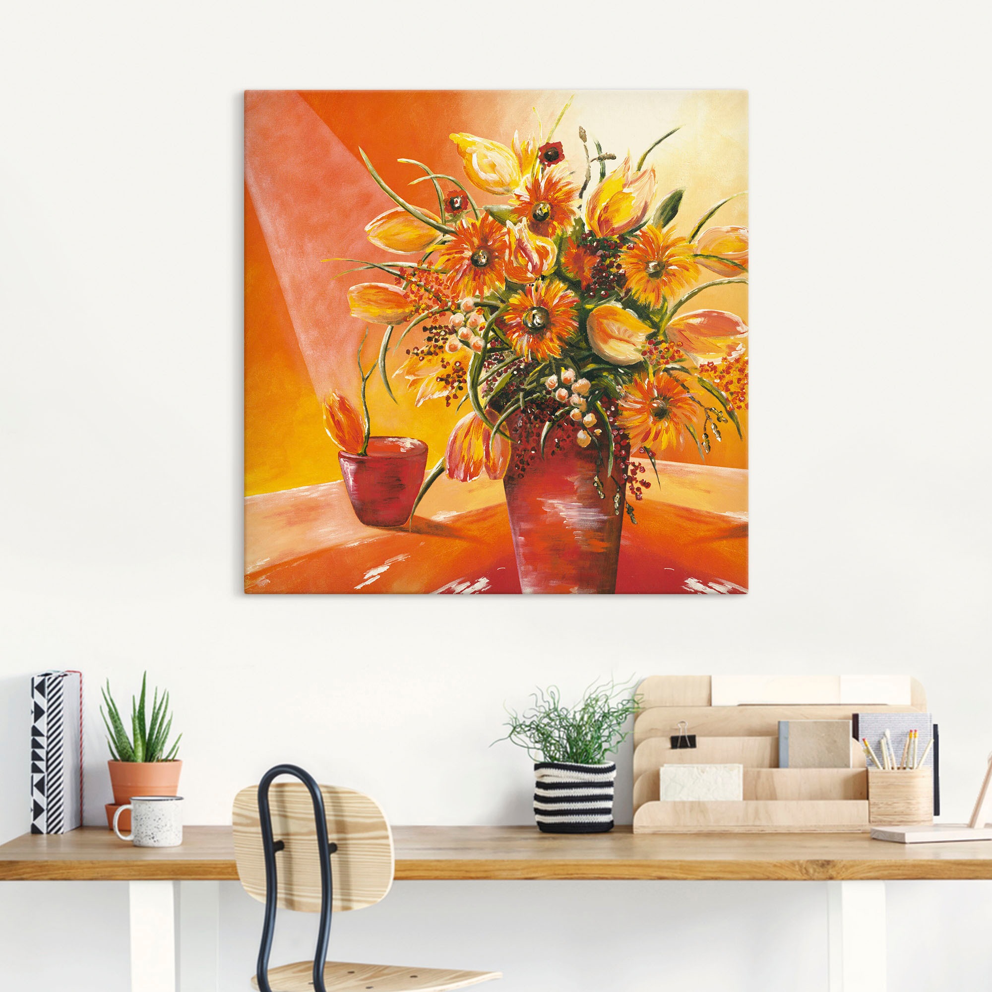 Artland Leinwandbild "Blumenstrauß in Vase I" Blumen 1 Stk. tlg. auf Holzra günstig online kaufen