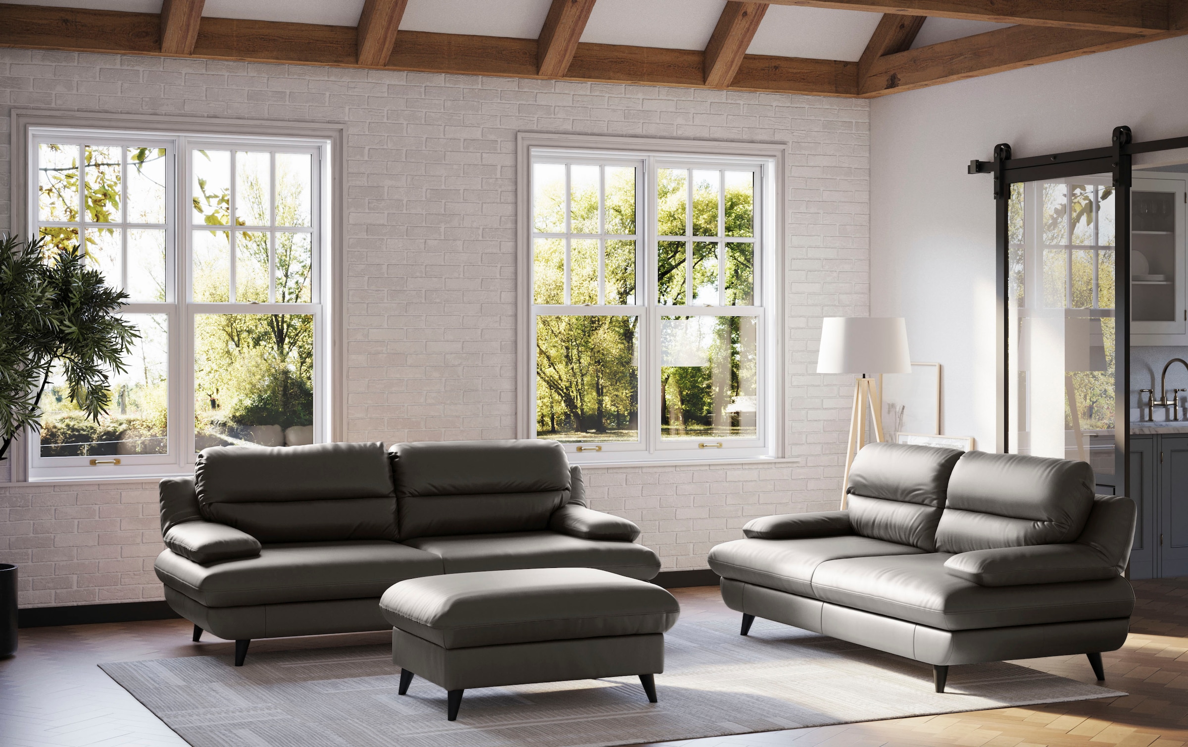 COTTA 2,5-Sitzer "Pike, B: 198 cm" mit Metallfüße, wahlweise auch in Echtle günstig online kaufen