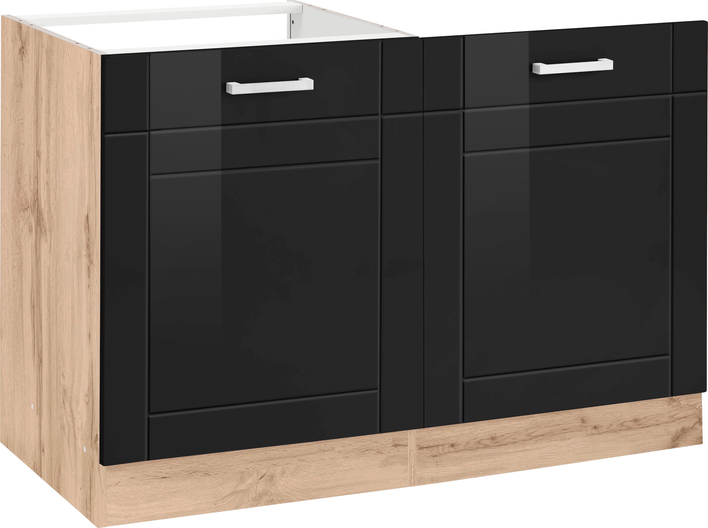 KOCHSTATION Spülenschrank "KS-Tinnum", 120 cm breit, MDF-Fronten, Metallgriffe, inklusive Einbauspüle