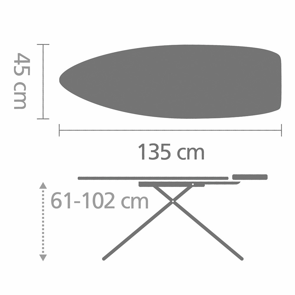 Brabantia Bügelbrett »Bügeltisch D, 135 x 45 cm, hitzebeständige Parkzone«, Bügelfläche 135 cmx45 cm, Fairtrade-zertifiziert