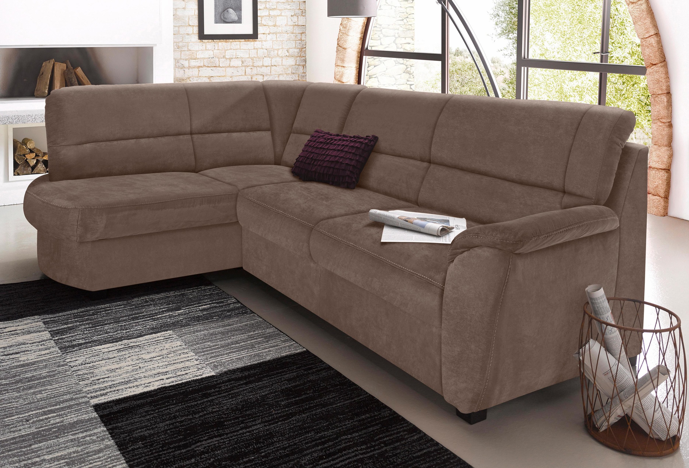 sit&more Ecksofa "Pandora, L-Form, B: 251 cm, Bettfunktion & Bettkasten wählbar" Frei im Raum stellbar, Federkernpolsterung, komfortable Sitzhöhe 45 cm