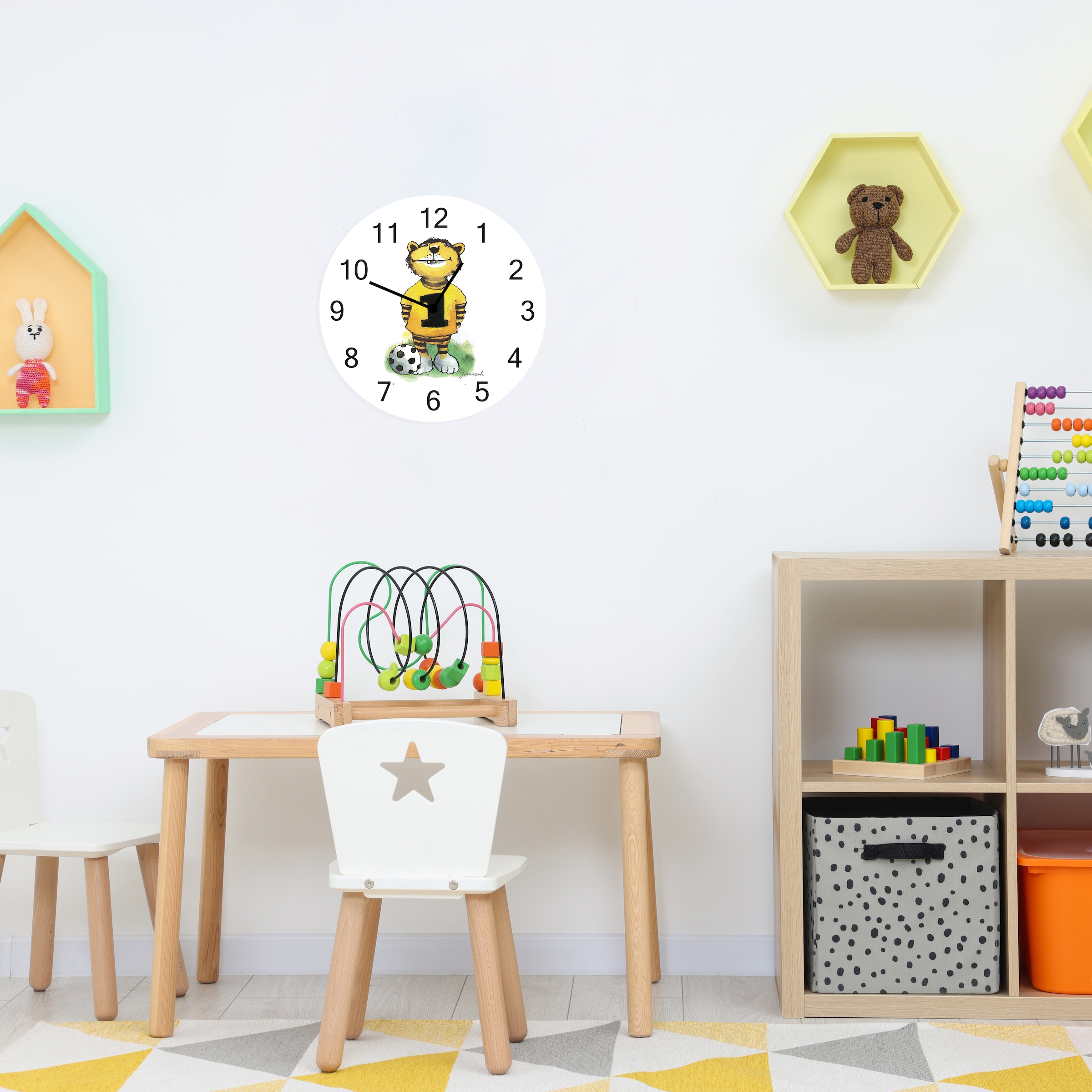 LuckyLinde Wanduhr »Tiger mit Fußball«, Wanduhr, Uhr, geräuschlos, JANOSCH, Kindermotiv, Panama