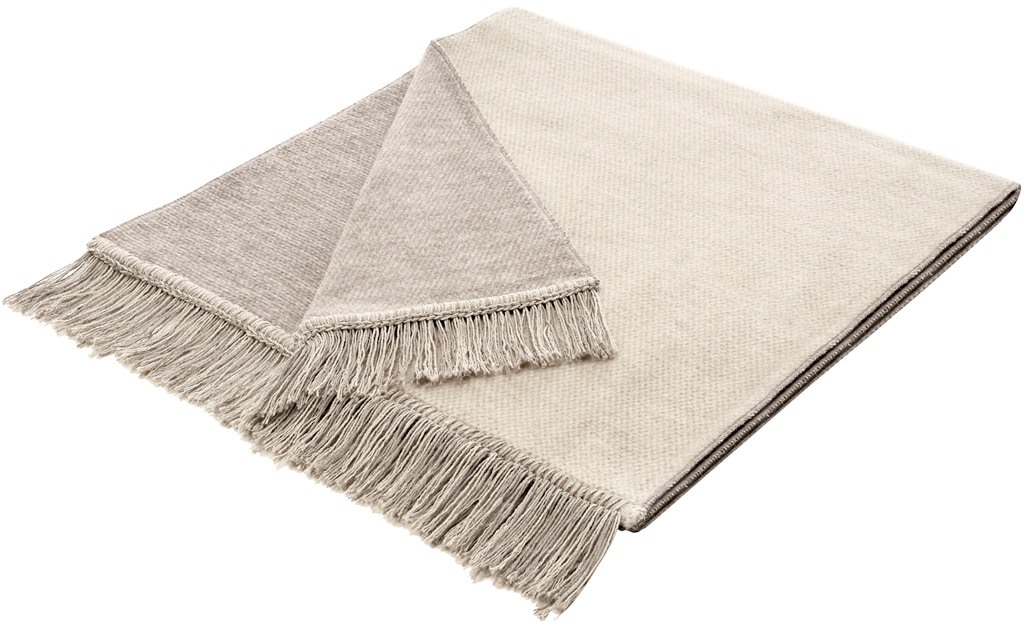 Sesselschoner BIEDERLACK, B:50cm L:200cm, beige, Baumwolle, Polyacryl, Polyester, Sesselschoner, "Cotton Cover Salt & Pepper", mit Fransen