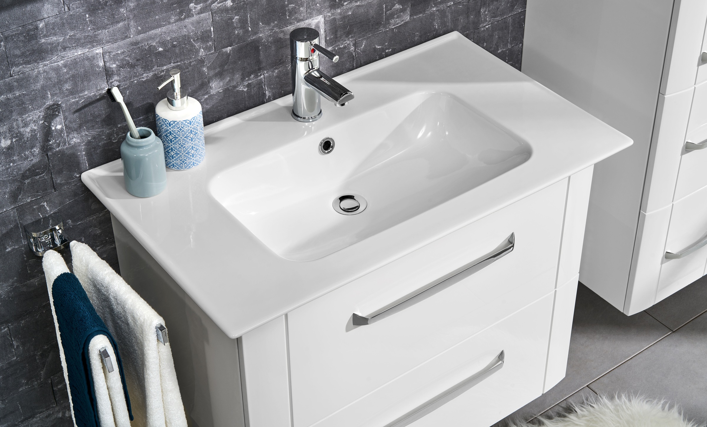 Saphir Badmöbel-Set "Badmöbel-Set Serie 3006 2-teilig Keramik-Waschtisch mi günstig online kaufen