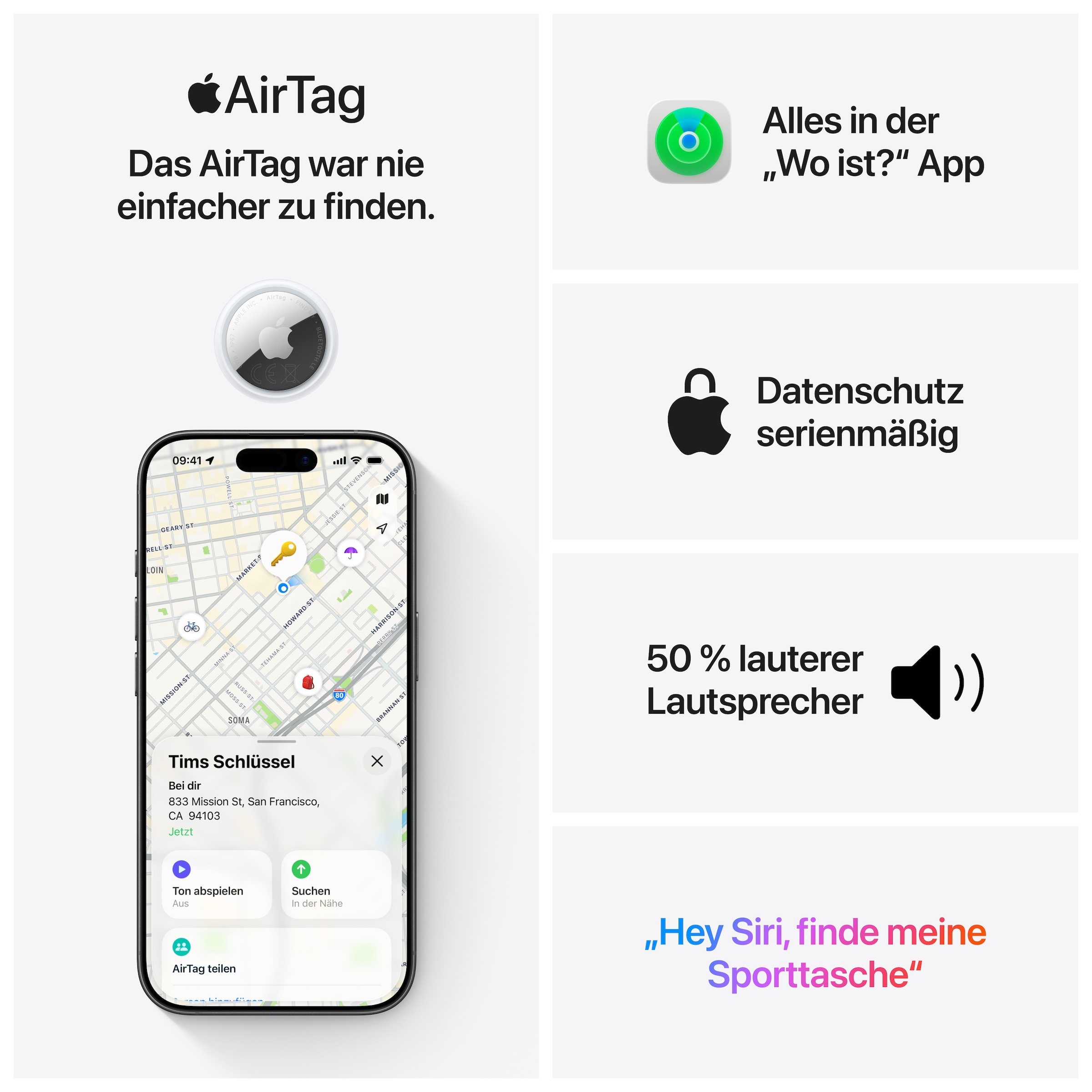Apple Bluetooth-Tracker »AirTag 2nd Gen 1er Pack«