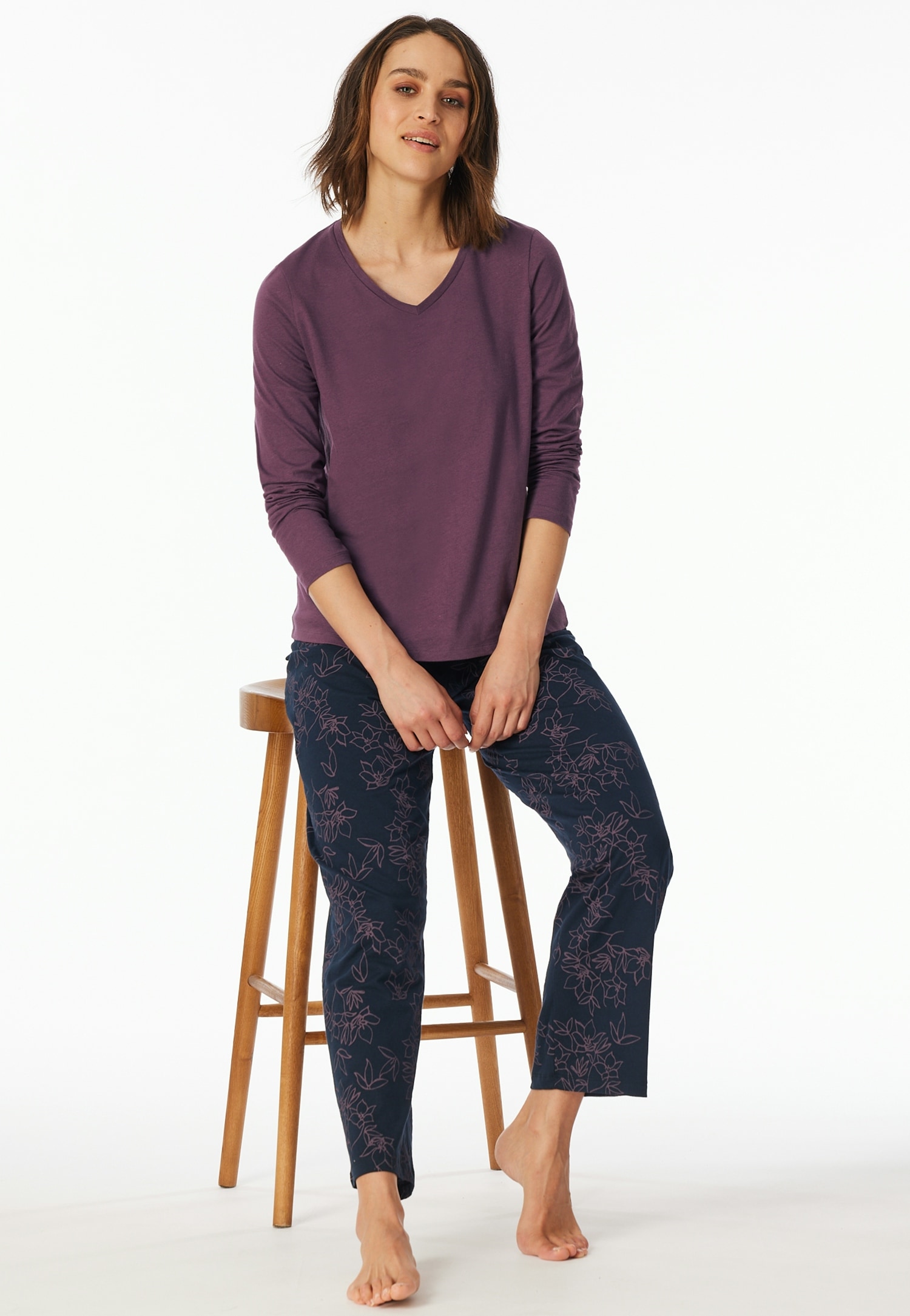 uncover by SCHIESSER Schlafanzug »UNCOVER Nightwear«, (2 tlg.), Baumwolle, Singel Jersey-Qualität, langärmelig, atmungsaktiv, bequem