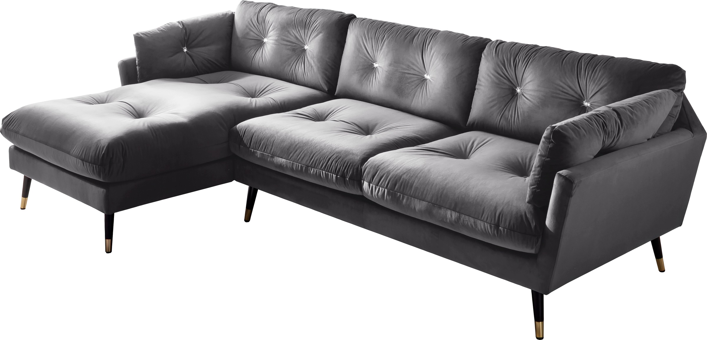 Trends by HG Ecksofa »Amira L-Form«, mit Strasssteinen und goldfarben Applikationen