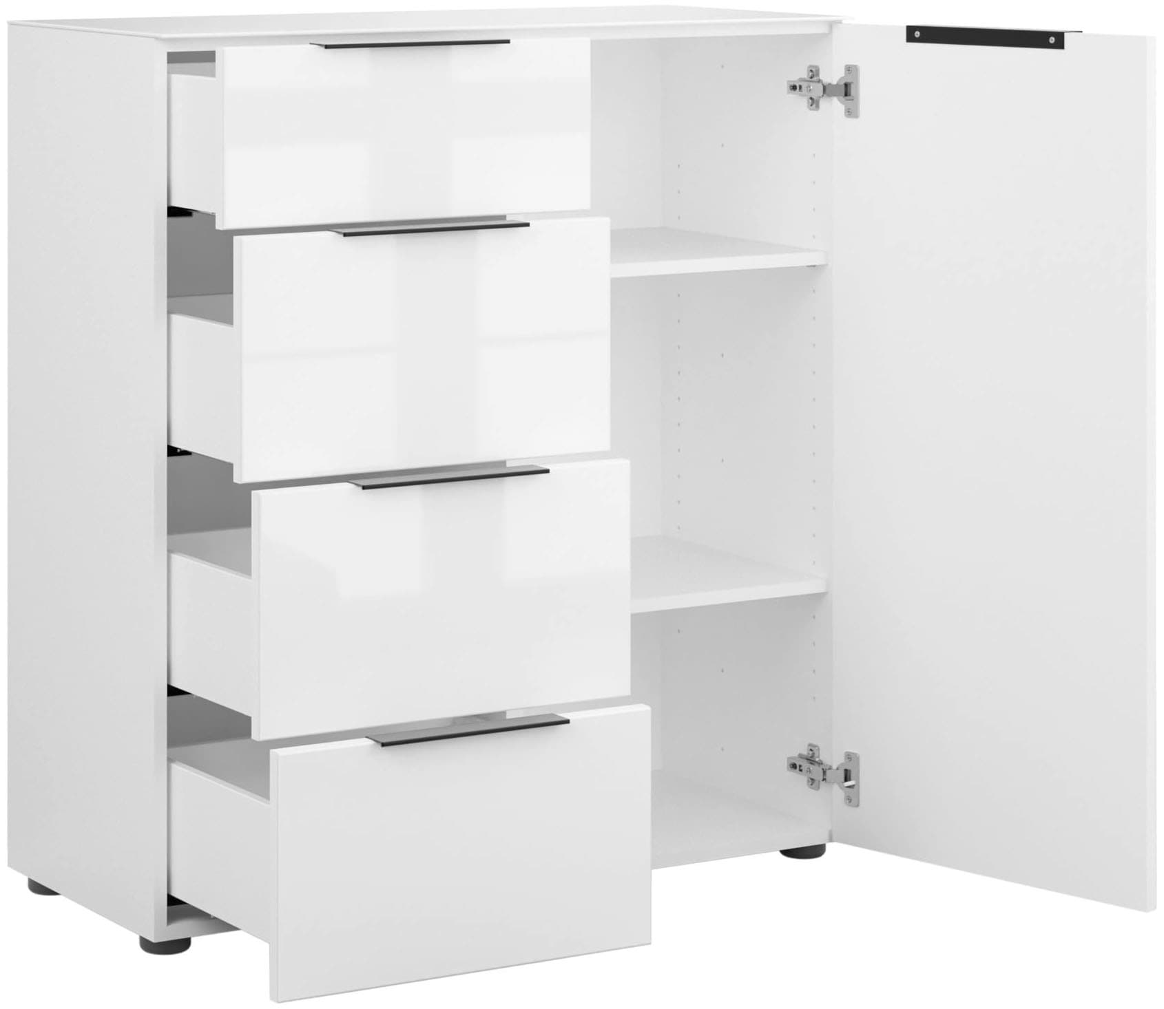 Manjana Möbel Kommode »Kommode mit Chrom oder Schwarz matten Metallgriffen«