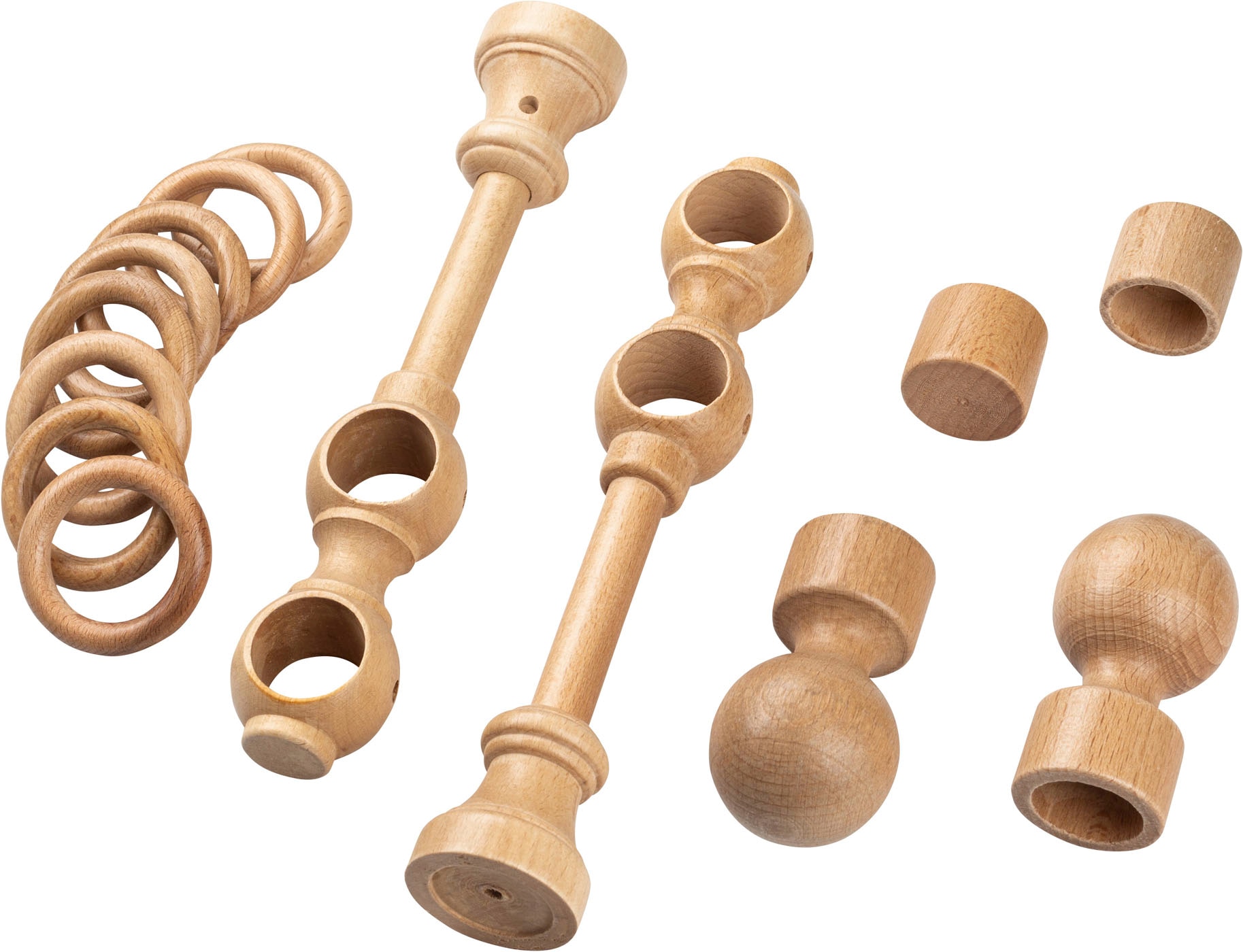 SN DECO GROUP Gardinenstange »Giro« 2 läufig-läufig Fixmaß 28 mm, Holz, verschiedene Längen und Farben, Komplettset