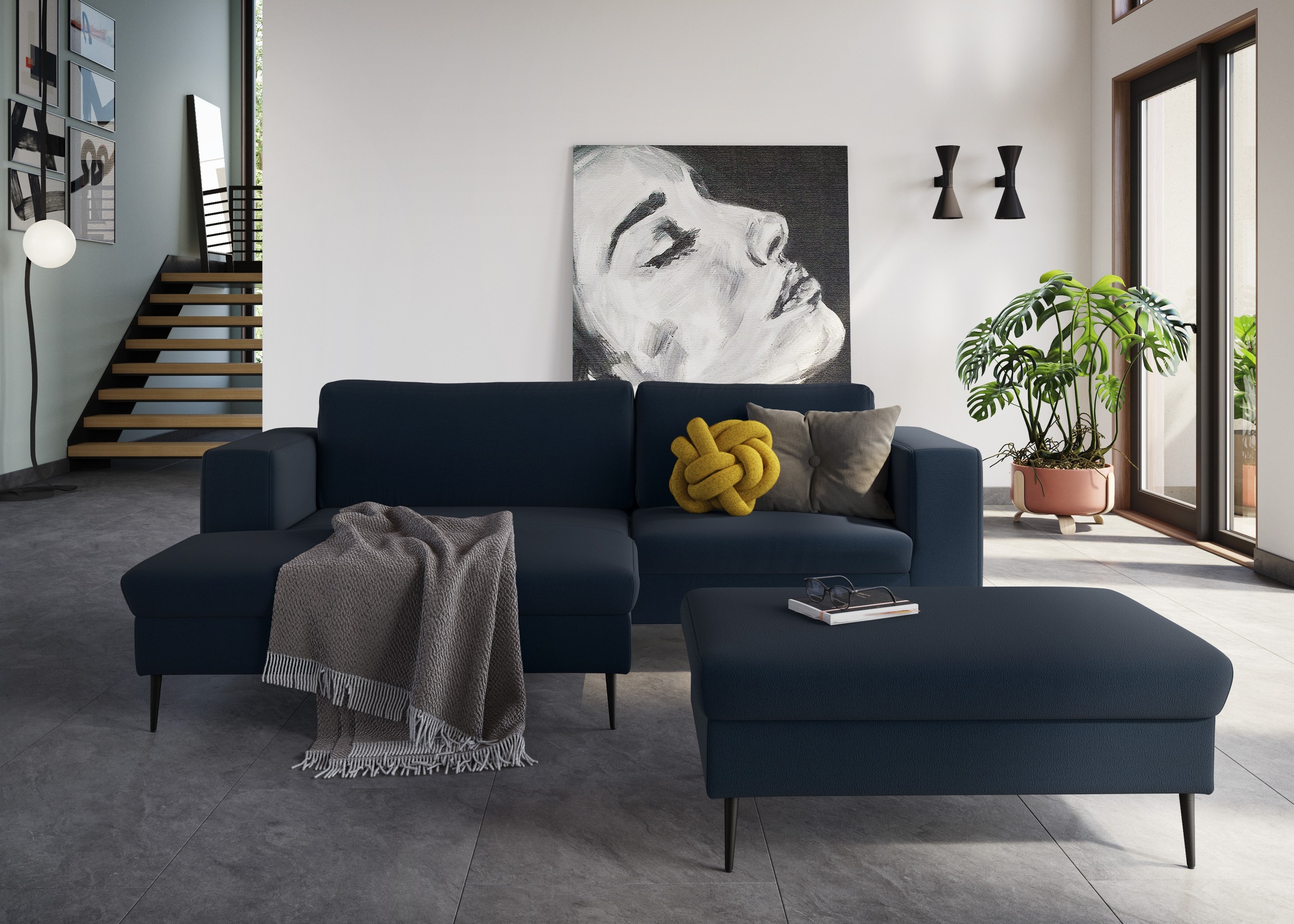 DOMO collection Ecksofa »Modica kompakt und elegant, Breite 244, L-Form«, moderne Optik mit extrabreiter Recamiere, auch in Cord