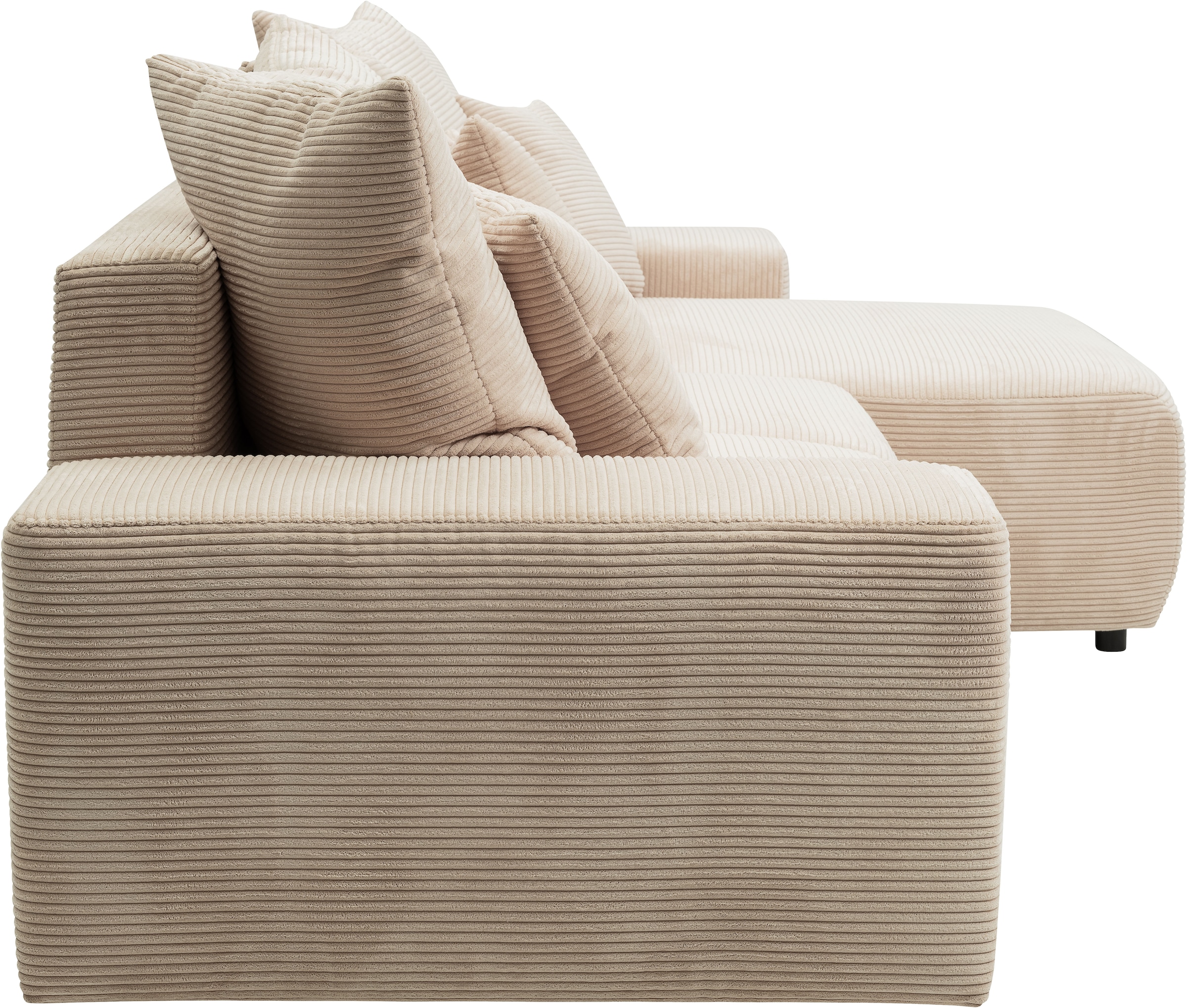 WERK2 Ecksofa »Riwa, modernes Sofa zum Kuscheln und Entspannen, Breite 300cm, L-Form«, Trendiges Ecksofa mit vielen Kissen, Schlaffunktion & Bettkasten