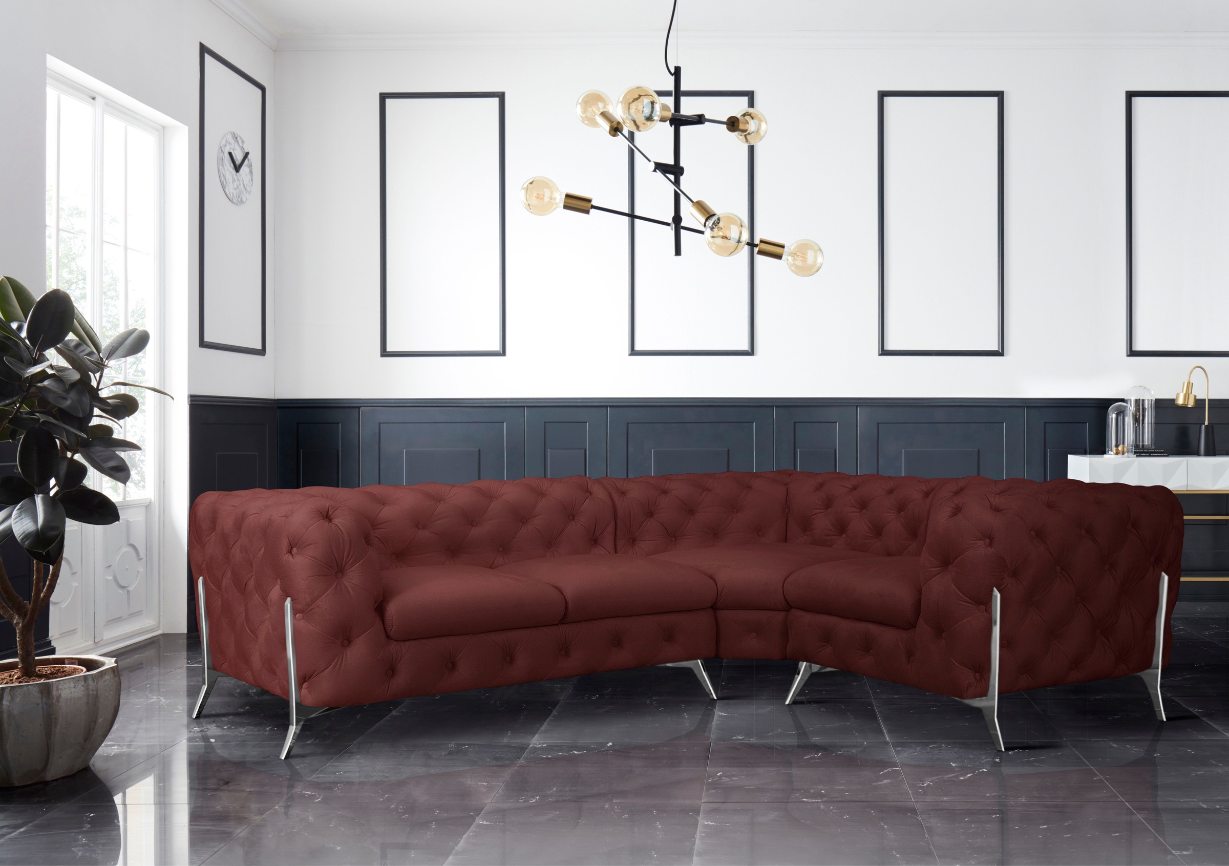 Home affaire Chesterfield-Sofa "Amaury L-Form" moderne Chersterfield-Optik, günstig online kaufen