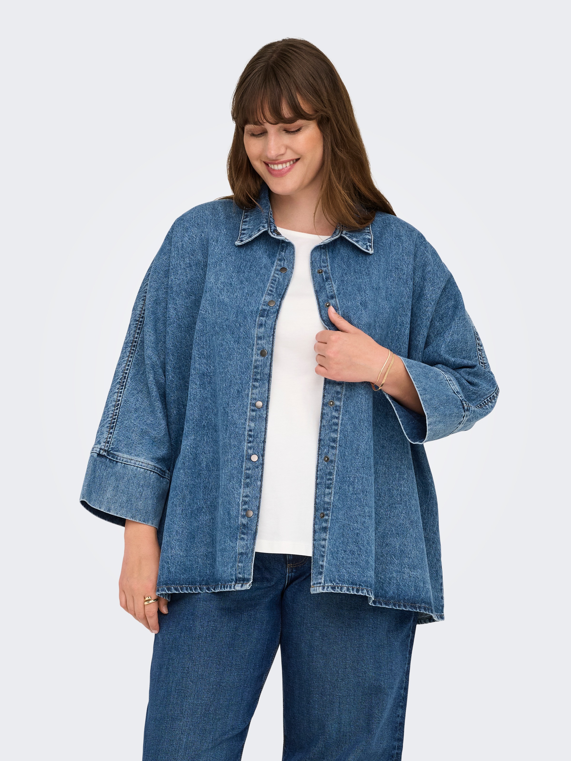 ONLY CARMAKOMA Jeansbluse "CARGRACE 3/4 DNM SHIRT CRO" günstig online kaufen