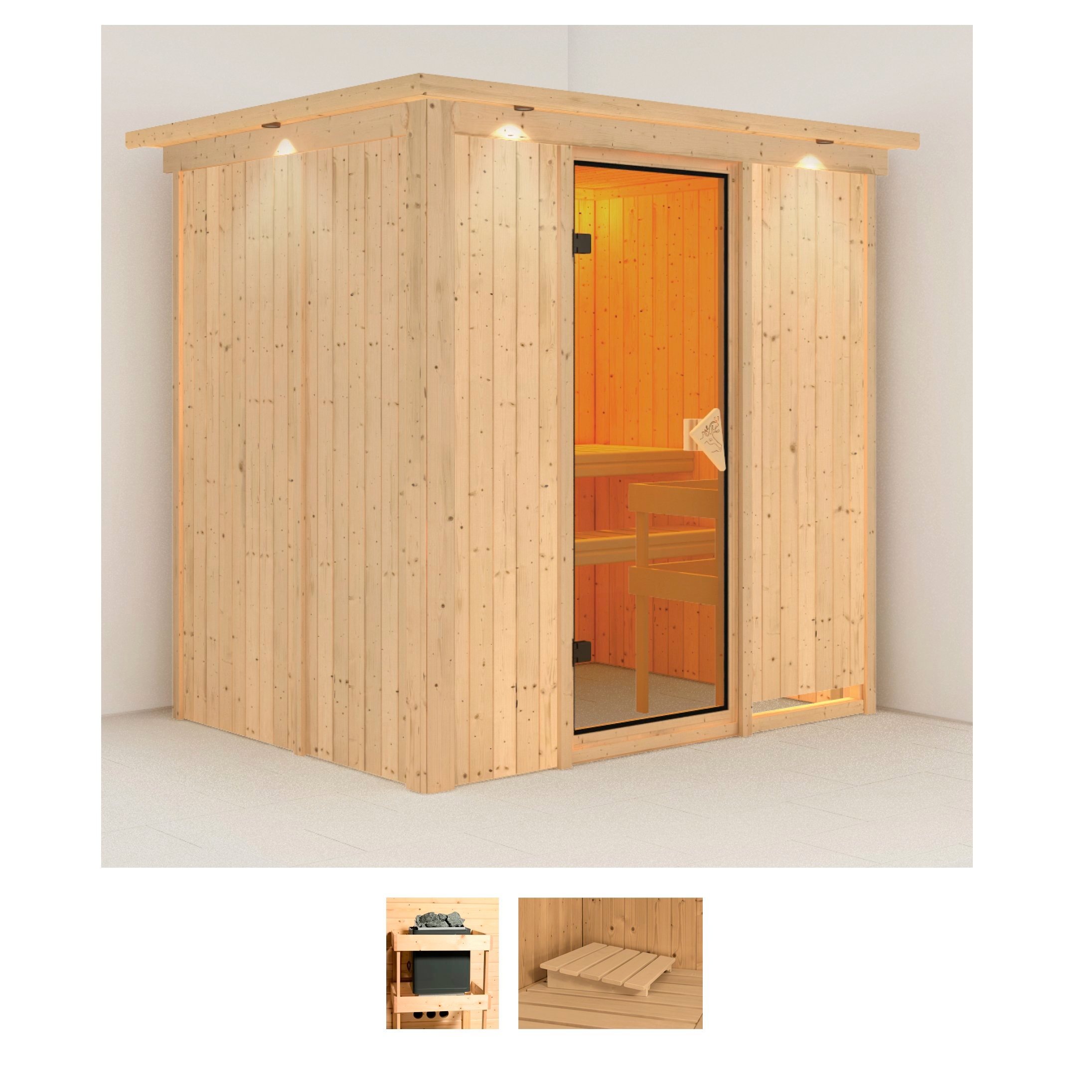 KARIBU Sauna "Bedine", ohne Ofen, (ohne Ofen), beige, Saunen, ohne Ofen