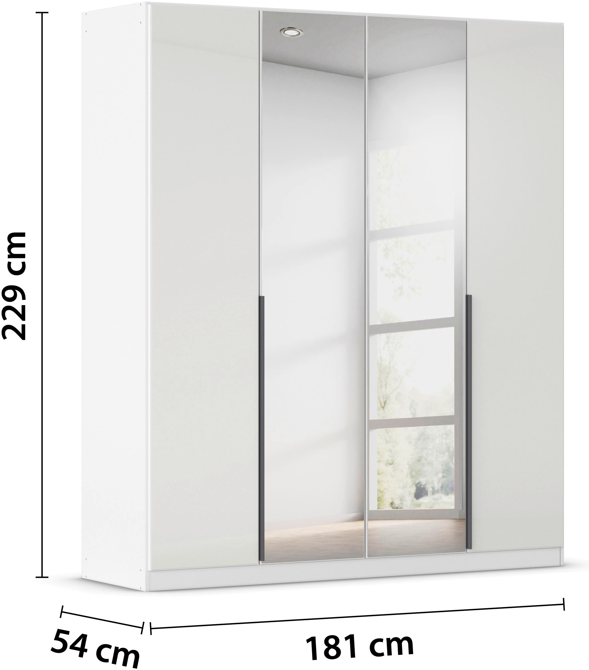 rauch Drehtürenschrank »Kleiderschrank Kleiderschränke Schrank Garderobe AGORDO mit Glasfront«, (in zwei Griff-Farben), durchdachte Innenausstattung, in 6 Breiten und 2 Höhen MADE IN GERMANY