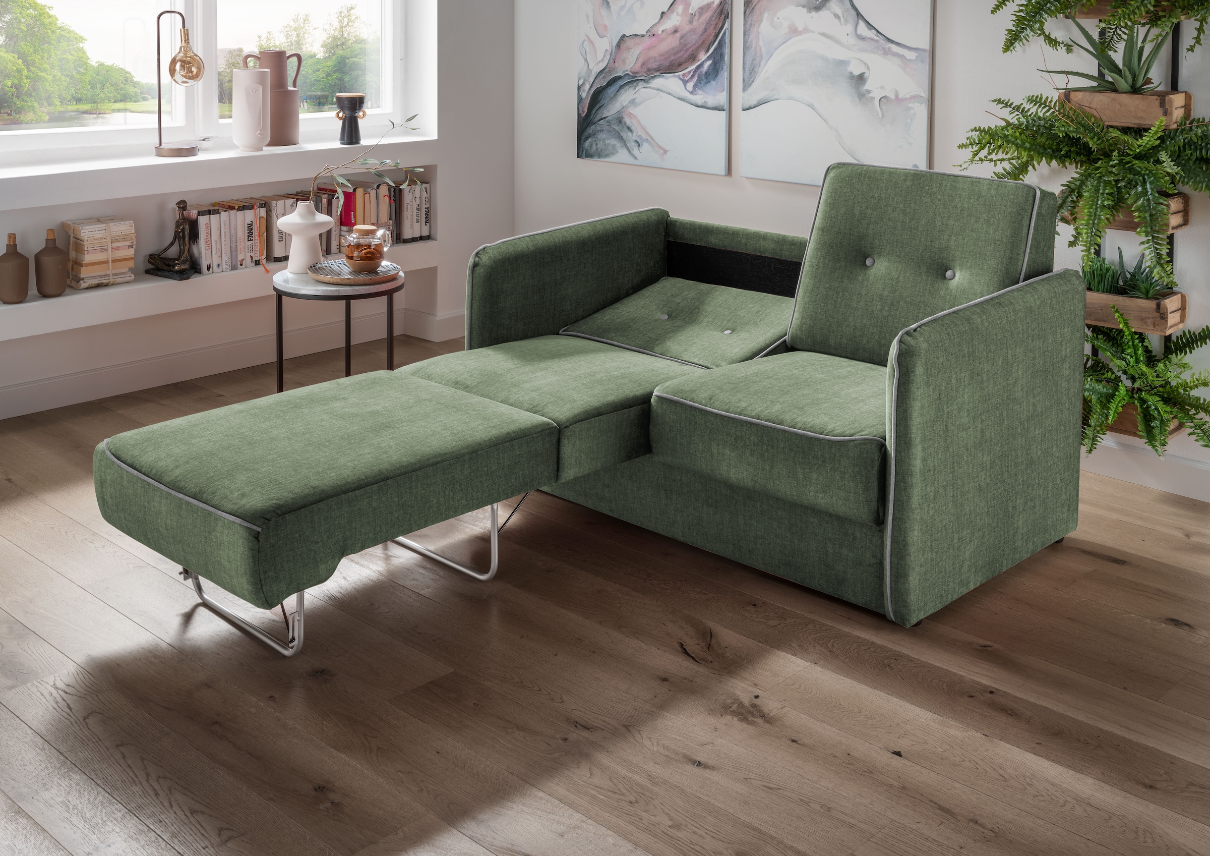 Home affaire Schlafsofa »Merina«, mit zweigeteilter Bettfunktion, Auszug nach vorn, Federkern