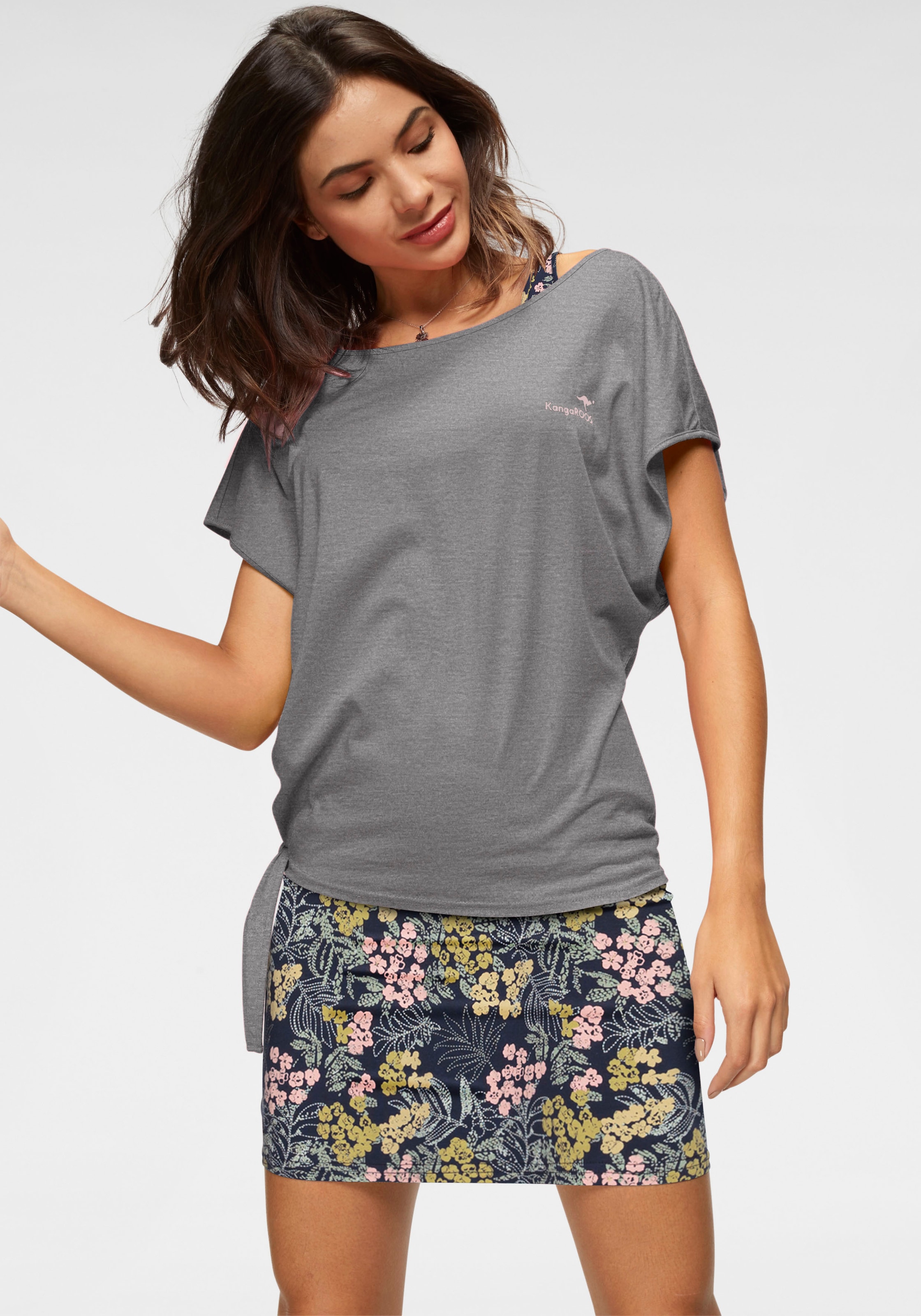 KangaROOS Sommerkleid, (Set, 2 tlg., mit T-Shirt), Set Shirt Kleid mit Blumen