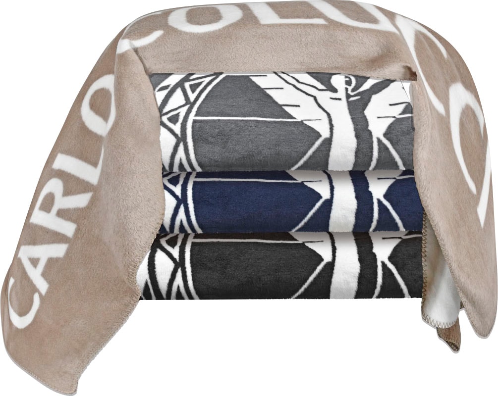 CARLO COLUCCI Wohndecke »Elisa«, Ikarus Logo und Logoschriftzug, Kuscheldecke