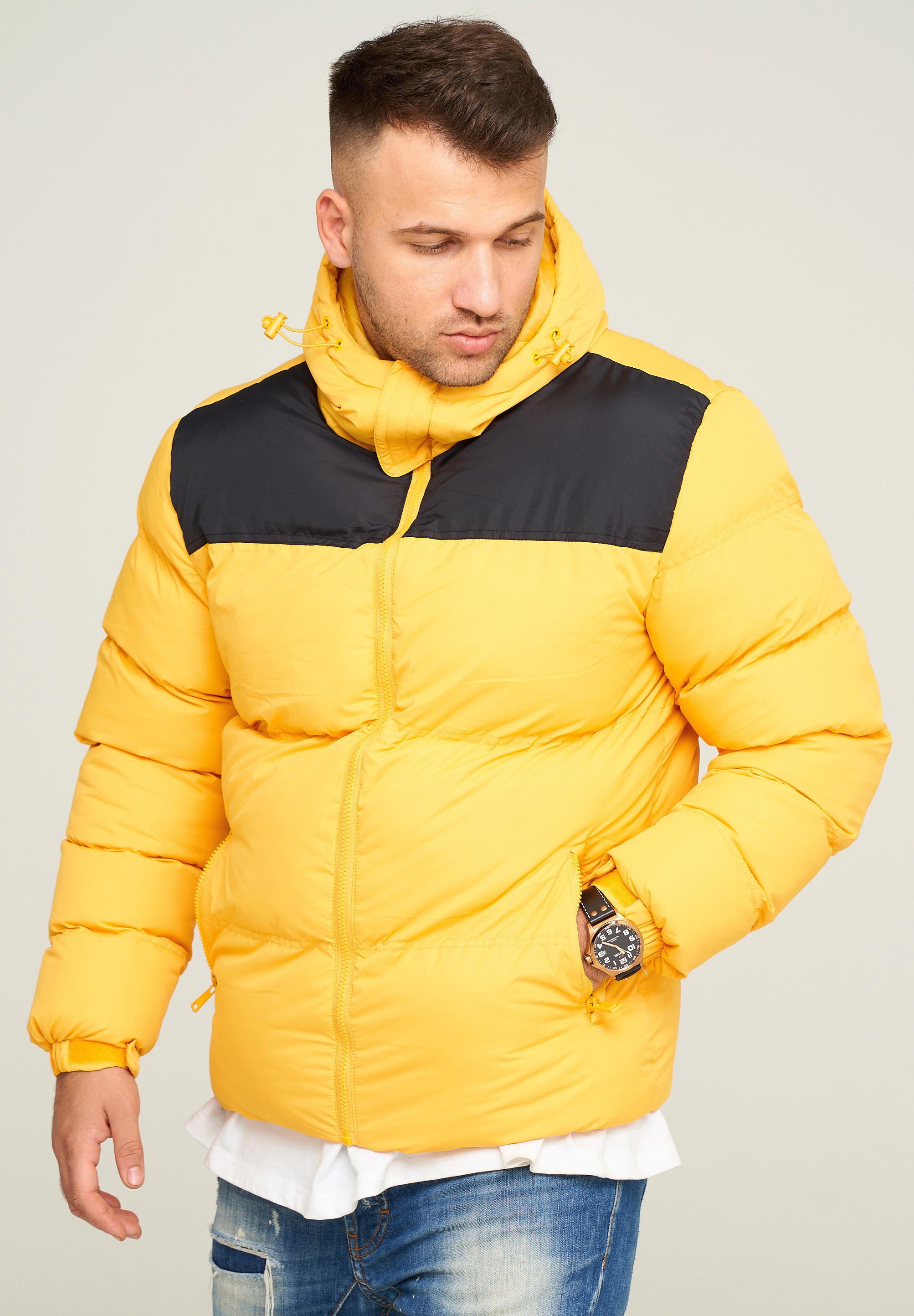 behype Steppjacke »BHROLLIN-PANEL«, mit Kapuze