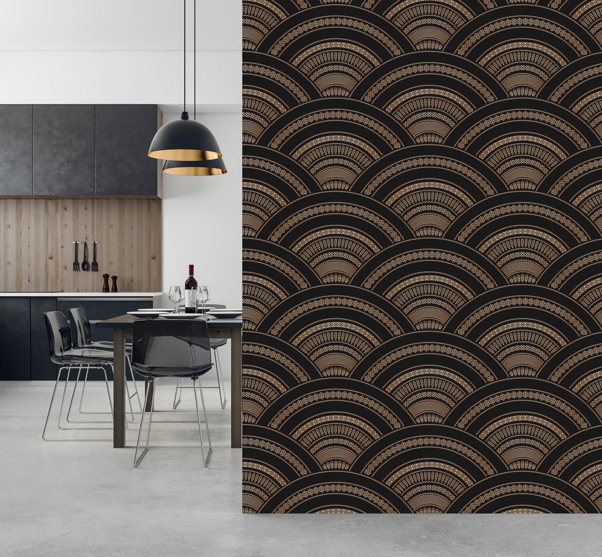 queence Vinyltapete »Jayden«, gemustert-Farbverlauf-bedruckt-abstrakt, 90x250cm, selbstklebend, kinderleichte Anbringung, Sticker
