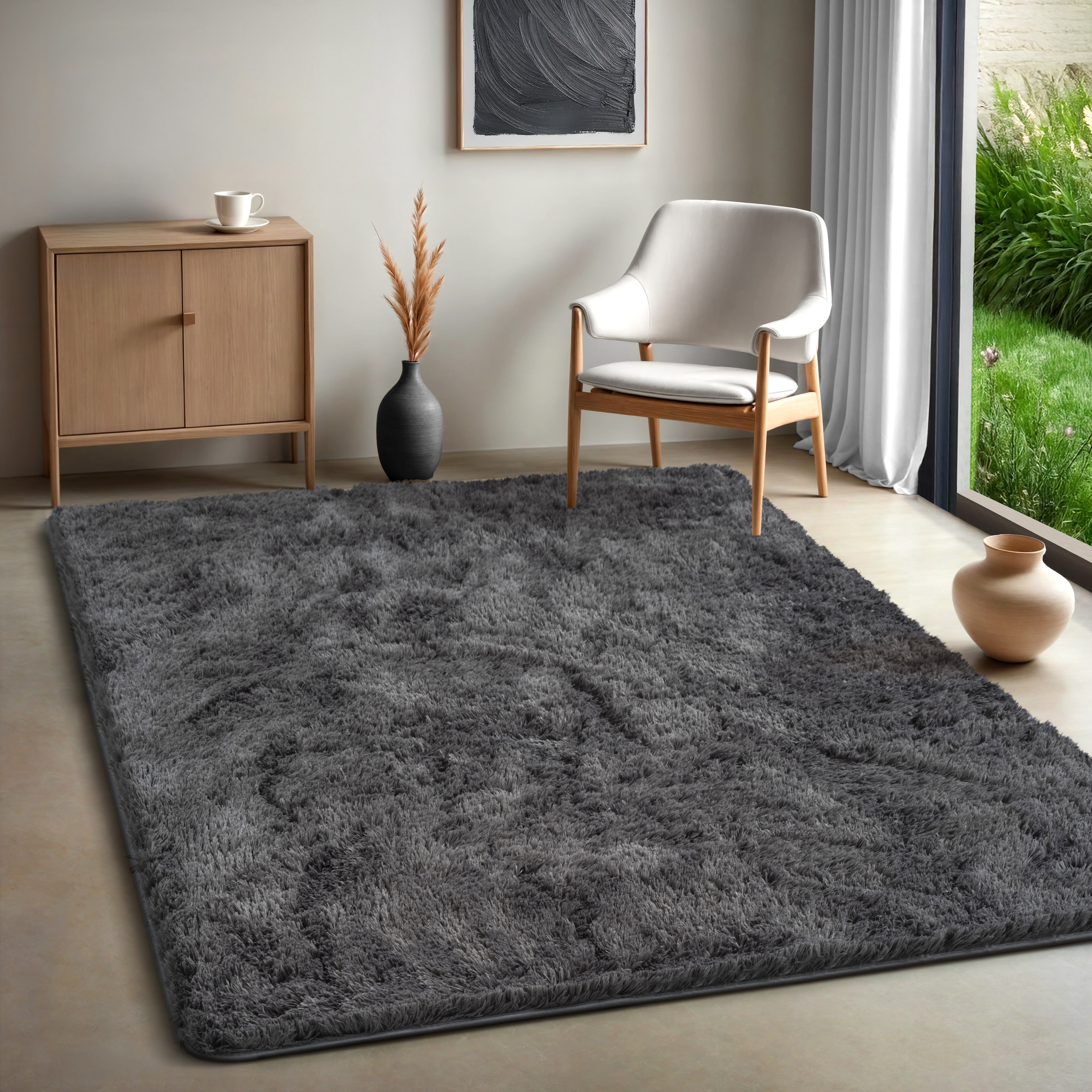 merinos Teppich "Fluffy Shaggy" rund 35 Höhe Flauschiger Hochflor Teppich, günstig online kaufen