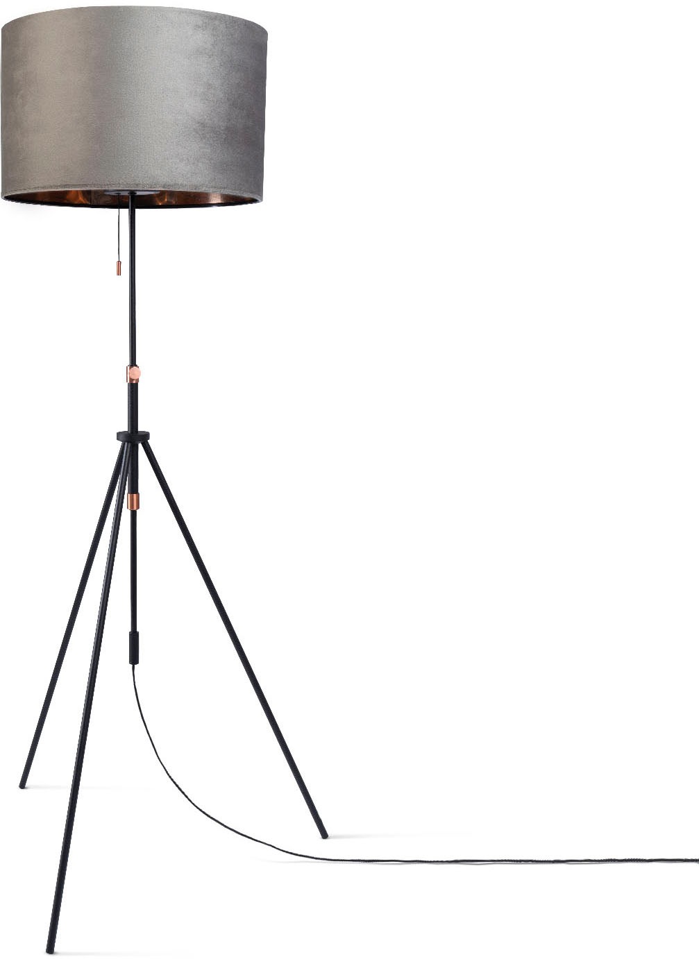 Paco Home Stehlampe »Naomi uni Color«, Leuchtmittel E27 | ohne Leuchtmittel, Wohnzimmer Höhenverstellbar 121,5 bis 176,5 cm Zugschalter Velour