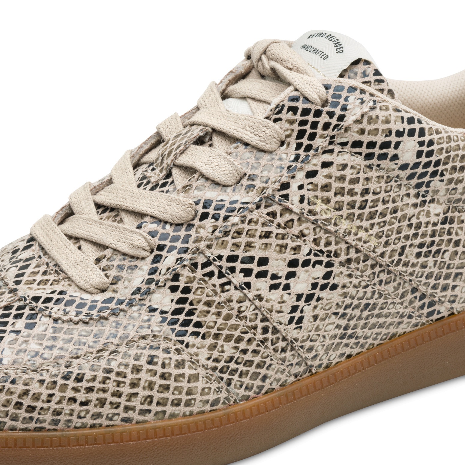 Sneaker TAMARIS, Damen, Gr. 38, beige snake, Lederimitat, Textil, Reptilienprägung, Schuhe Sneaker, Freizeitschuh, Halbschuh, Schnürschuh mit gepolstertem Schaftrand 3