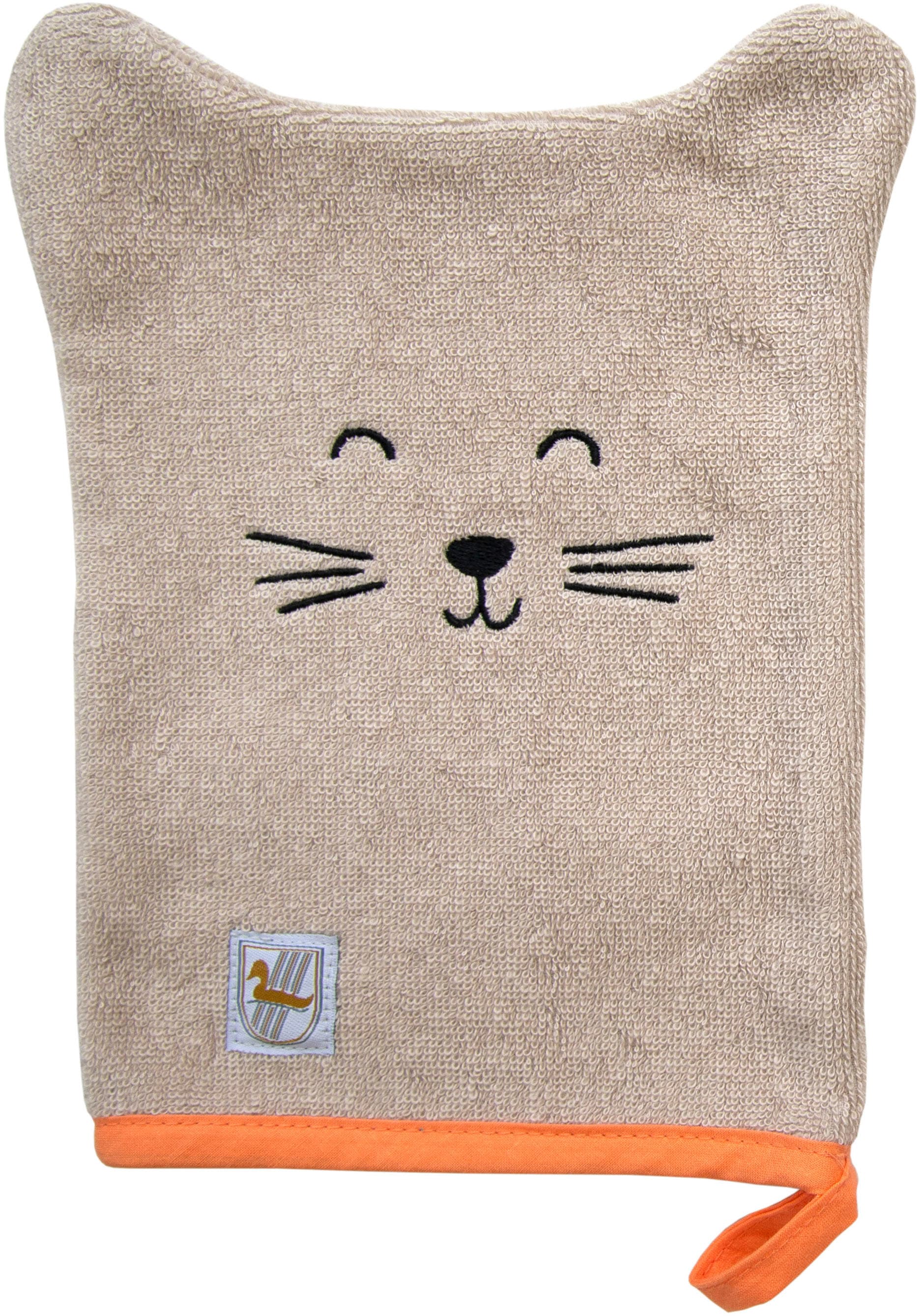 Dyckhoff Waschhandschuh "Katze", (Set, 6 St., 6 Waschhandschuhe 16 x 21 cm)