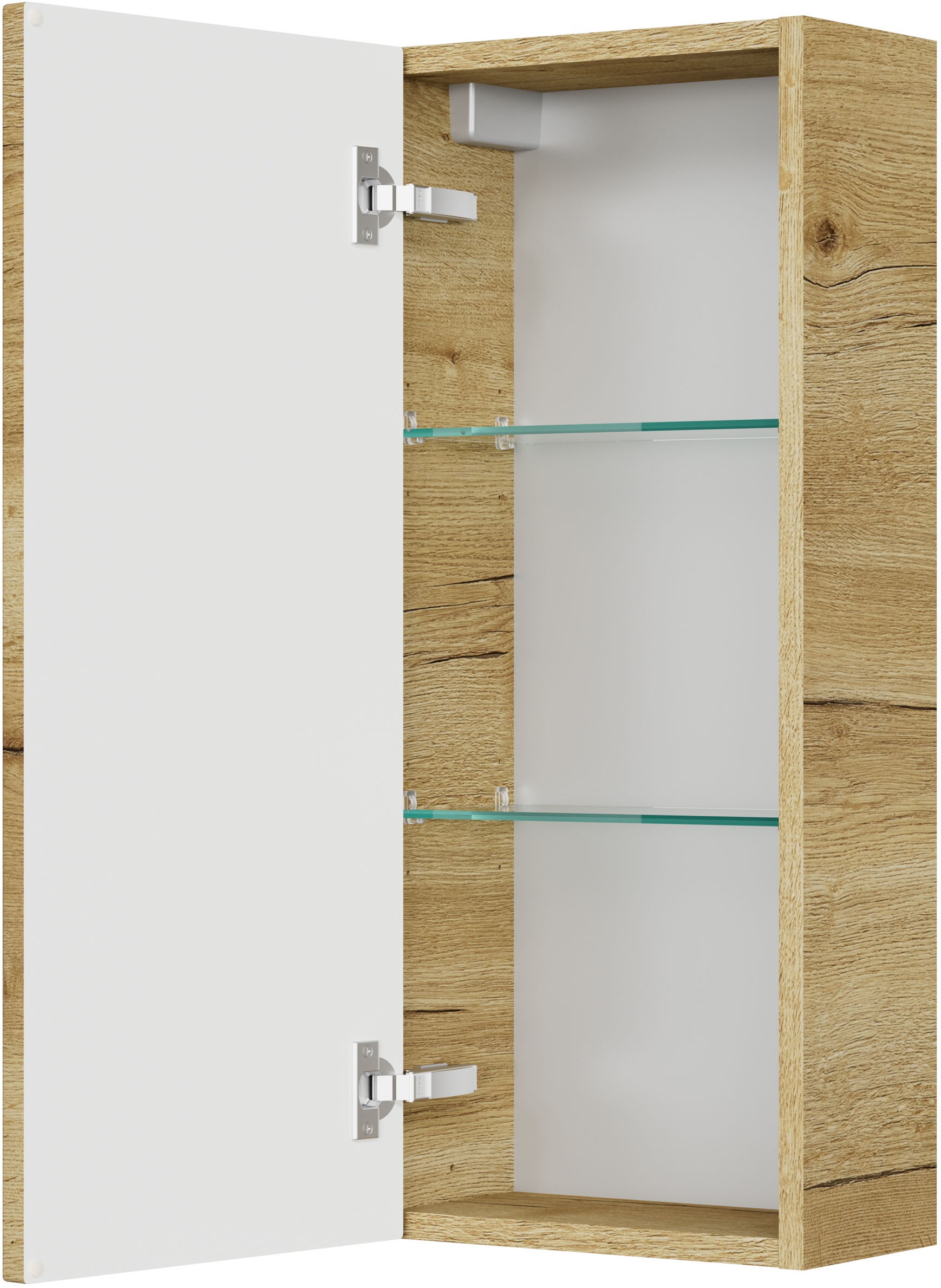 Saphir Hängeschrank »Serie 4010 Wand-Badschrank 30 cm breit mit 1 Tür, 2 Glas-Einlegeböden«, Badezimmer-Hängeschrank inkl. Türdämpfer, Wandschrank 70 cm hoch