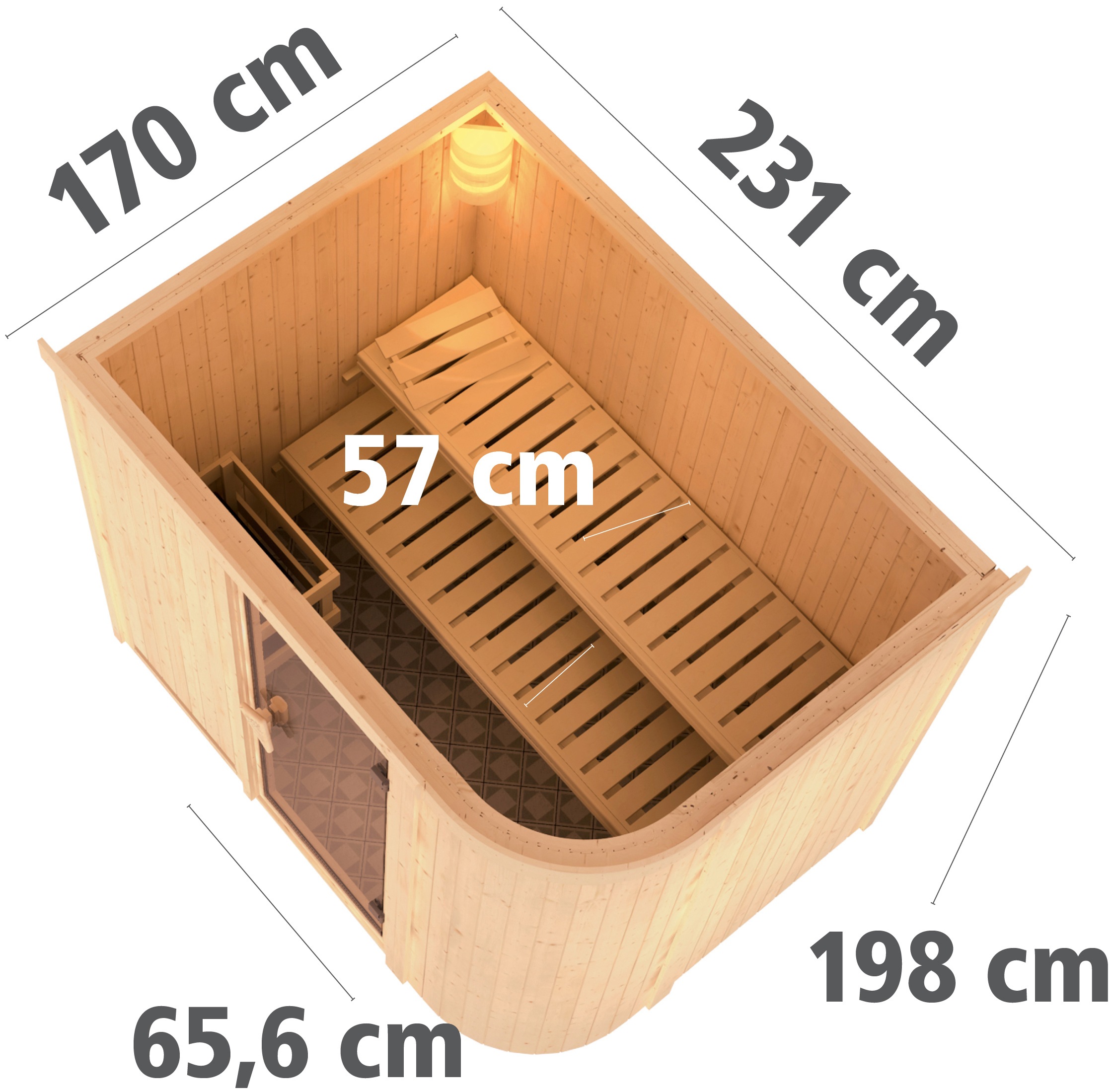 Karibu Sauna »Thyra 4«, 9-kW-Bio-Ofen mit externer Steuerung