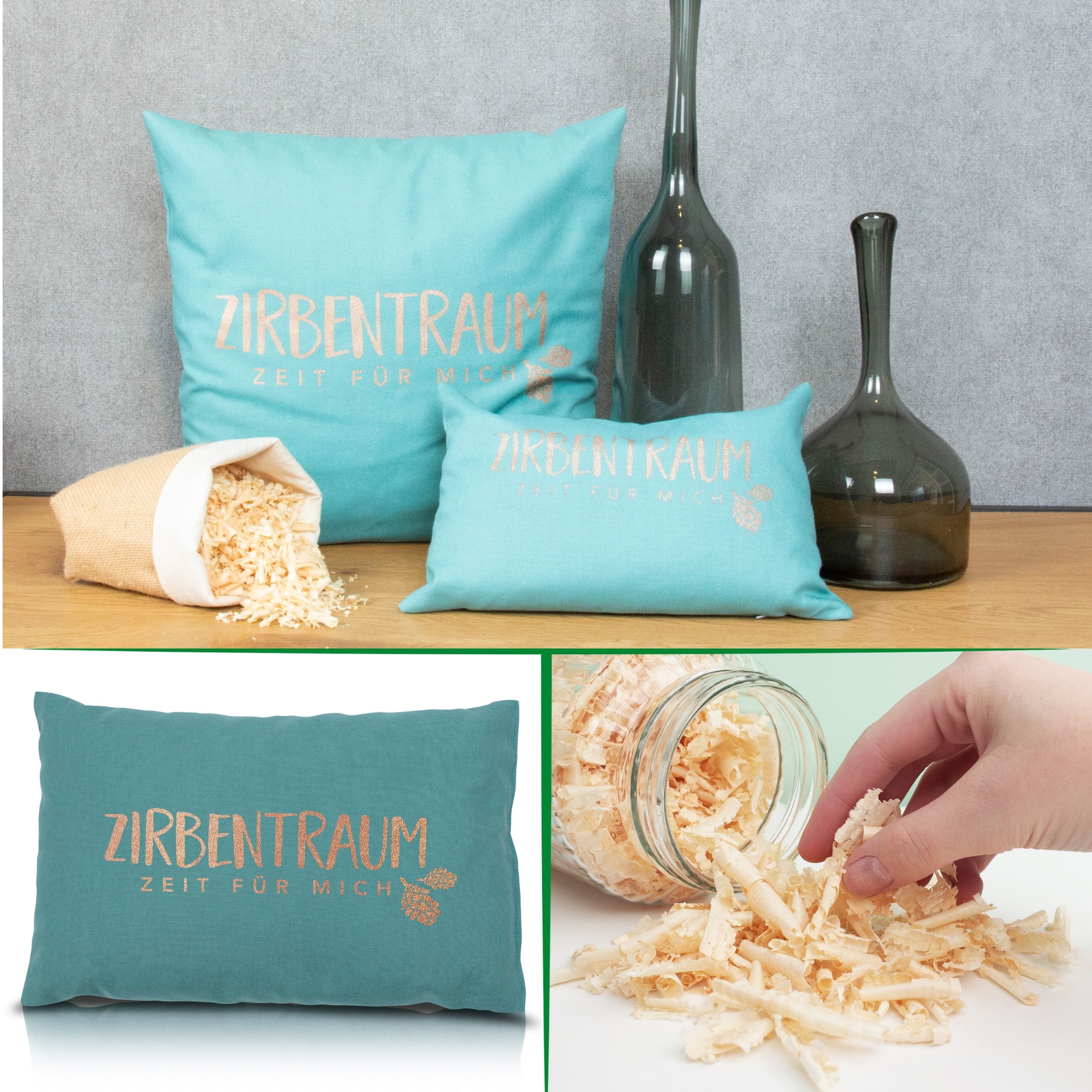 herbalind Zirbenkissen "Zirbentraum in Anthrazit/Roségold 30x20 mit Reißver günstig online kaufen