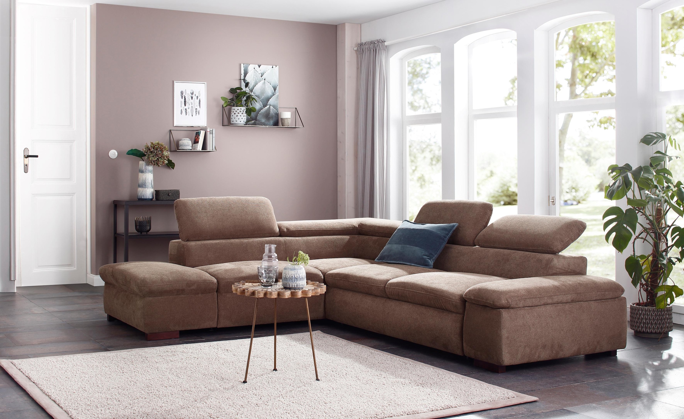 OTTO home Ecksofa "Alberto L-Form" mit Kopfteilverstellung, wahlweise mit Schlaffunktion