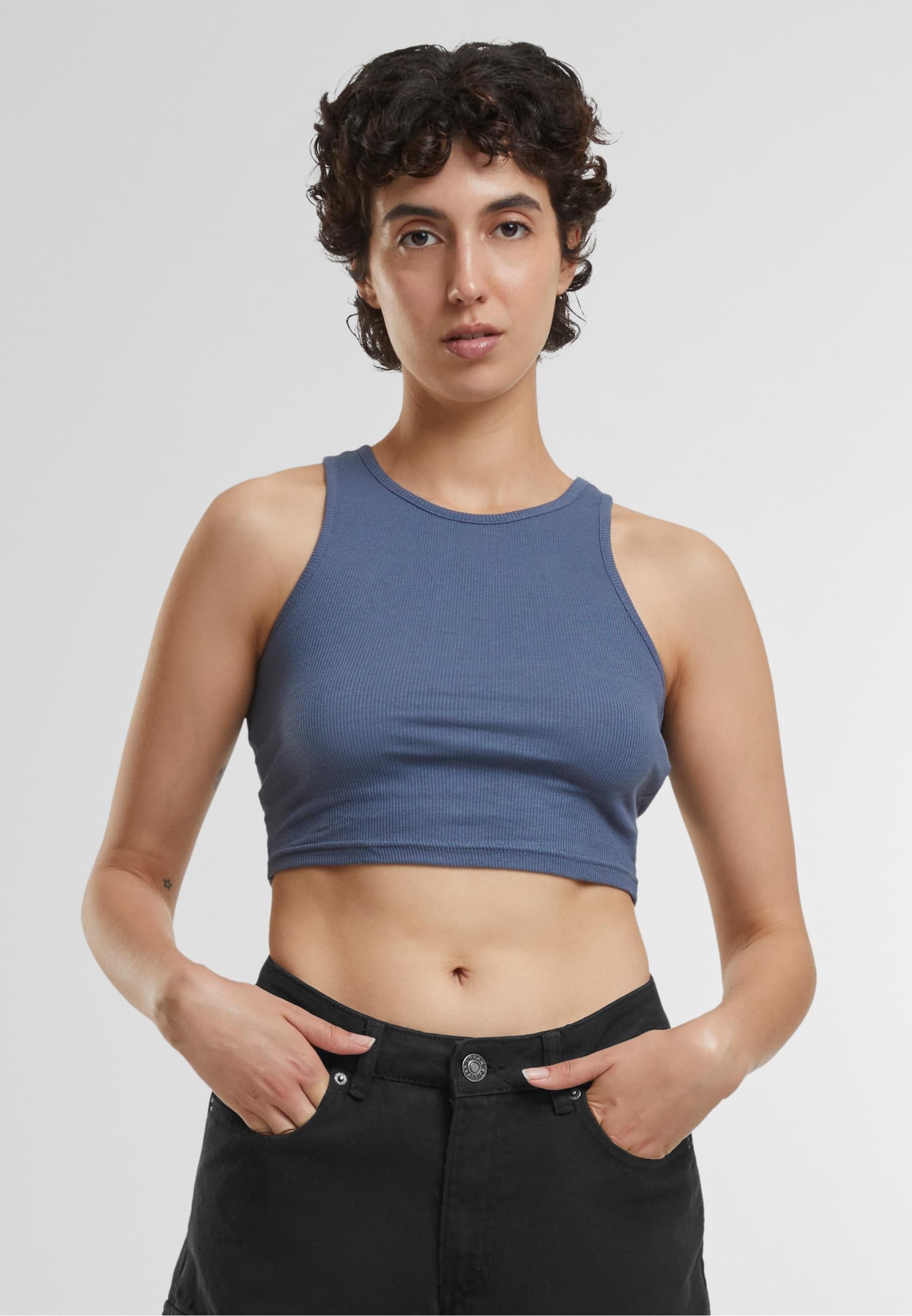 URBAN CLASSICS Muskelshirt »Urban Classics Damen Ladies Cropped Rib Top«, (1 tlg.)