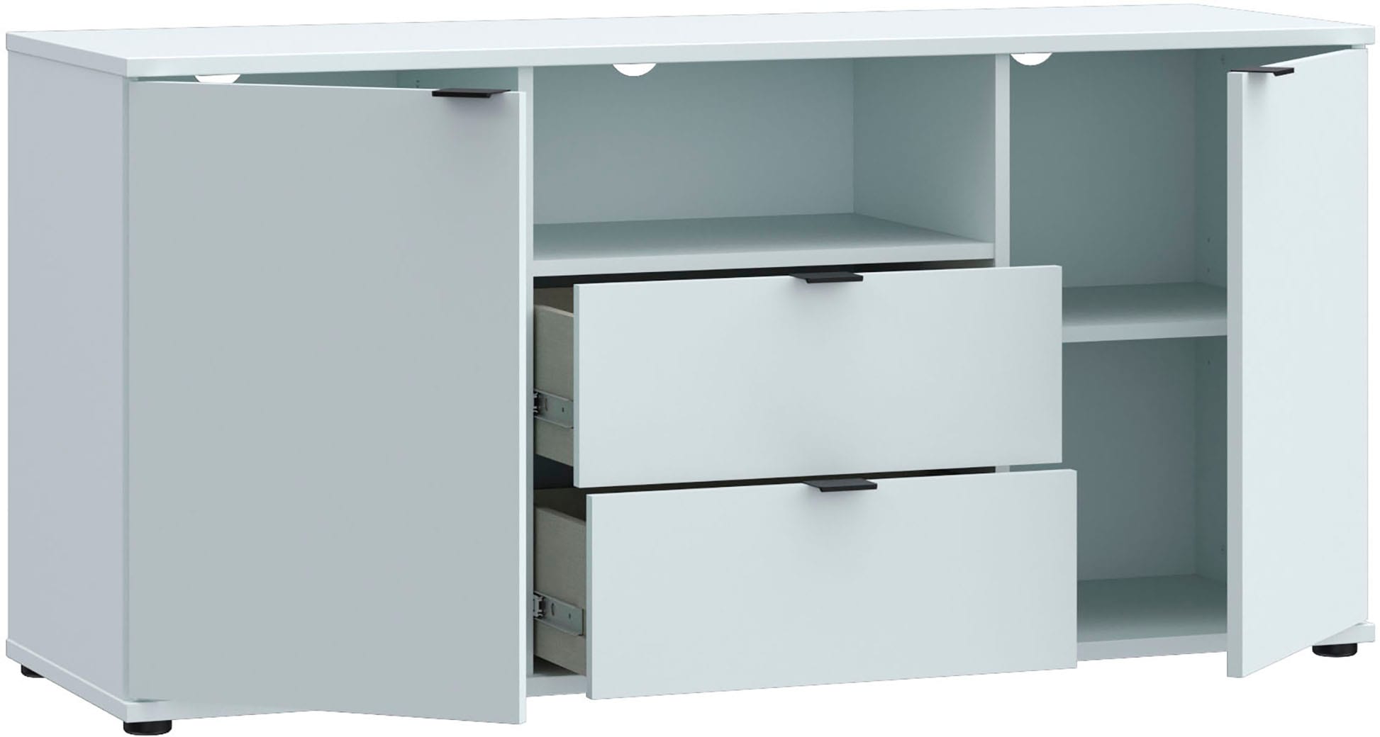FORTE Lowboard »Ganymede«, (Breite 129,8cm), TV Board, Stauraum, Schublade; Metallgriffe, Kabelführung