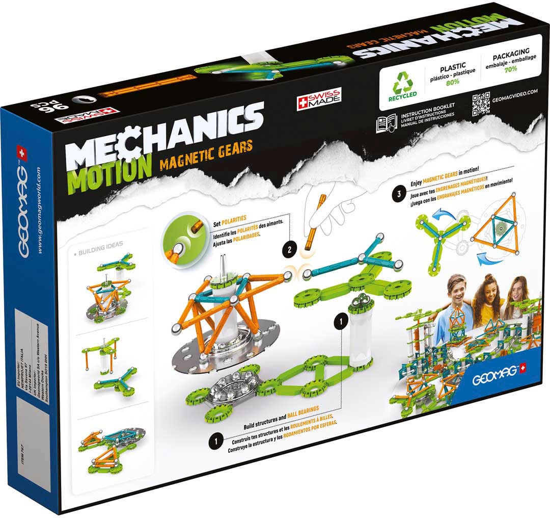 Geomag™ Magnetspielbausteine »GEOMAG™ Mechanics Motion, Recycled Magnetic Gears«, (96 St.), aus recyceltem Material