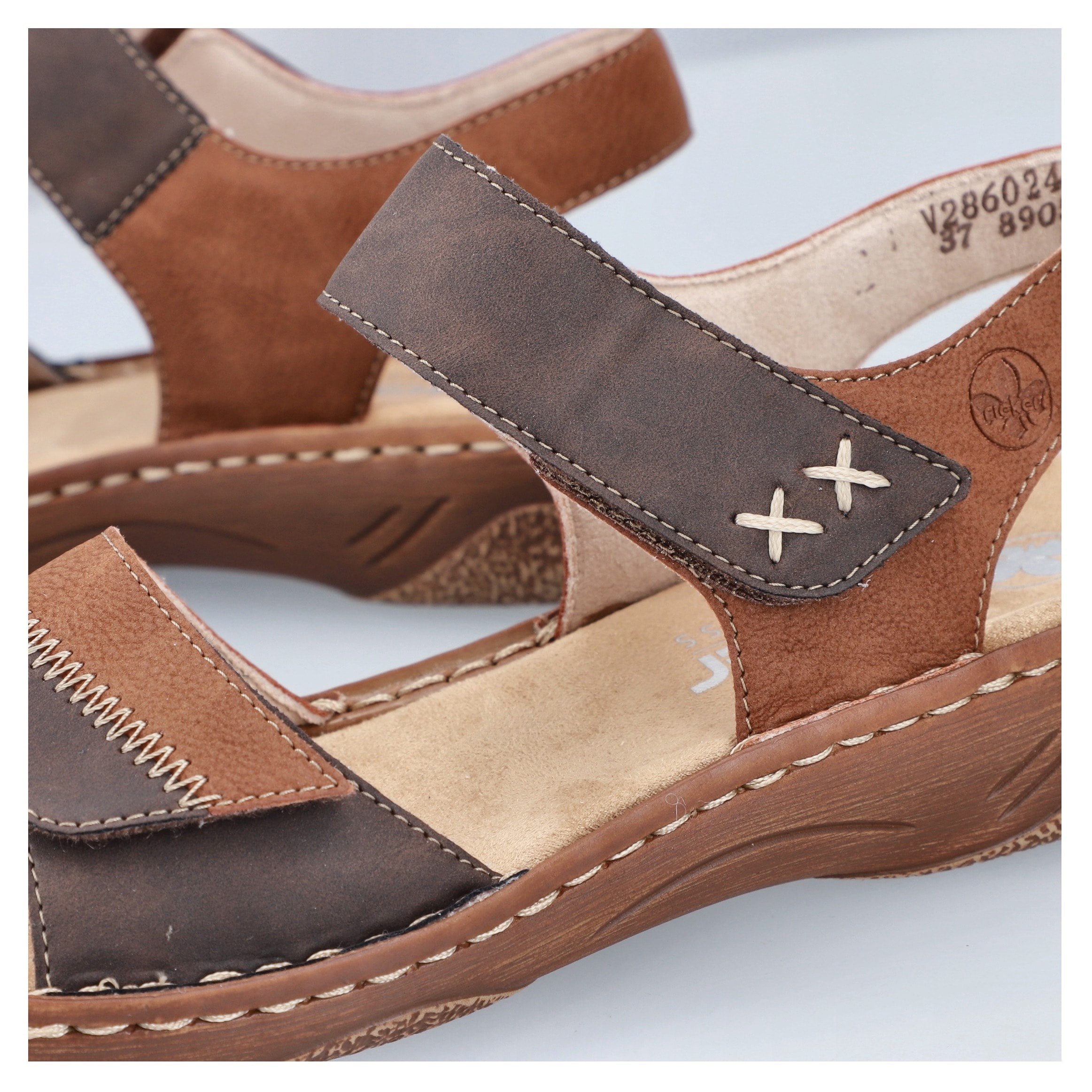 Rieker Sandale, Riemchensandale, Sommerschuh, Sandalette, Klettschuh mit Keilabsatz