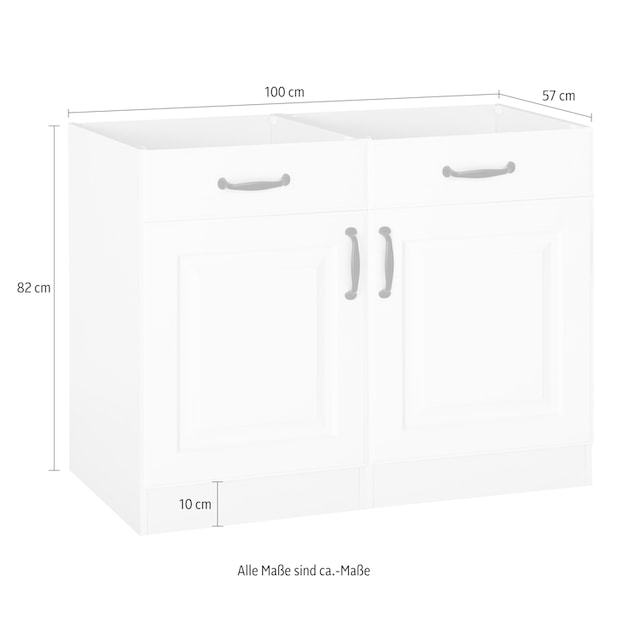 wiho Küchen Unterschrank »Erla«, 100 cm breit mit Kassettenfront, ohne  Arbeitsplatte | BAUR
